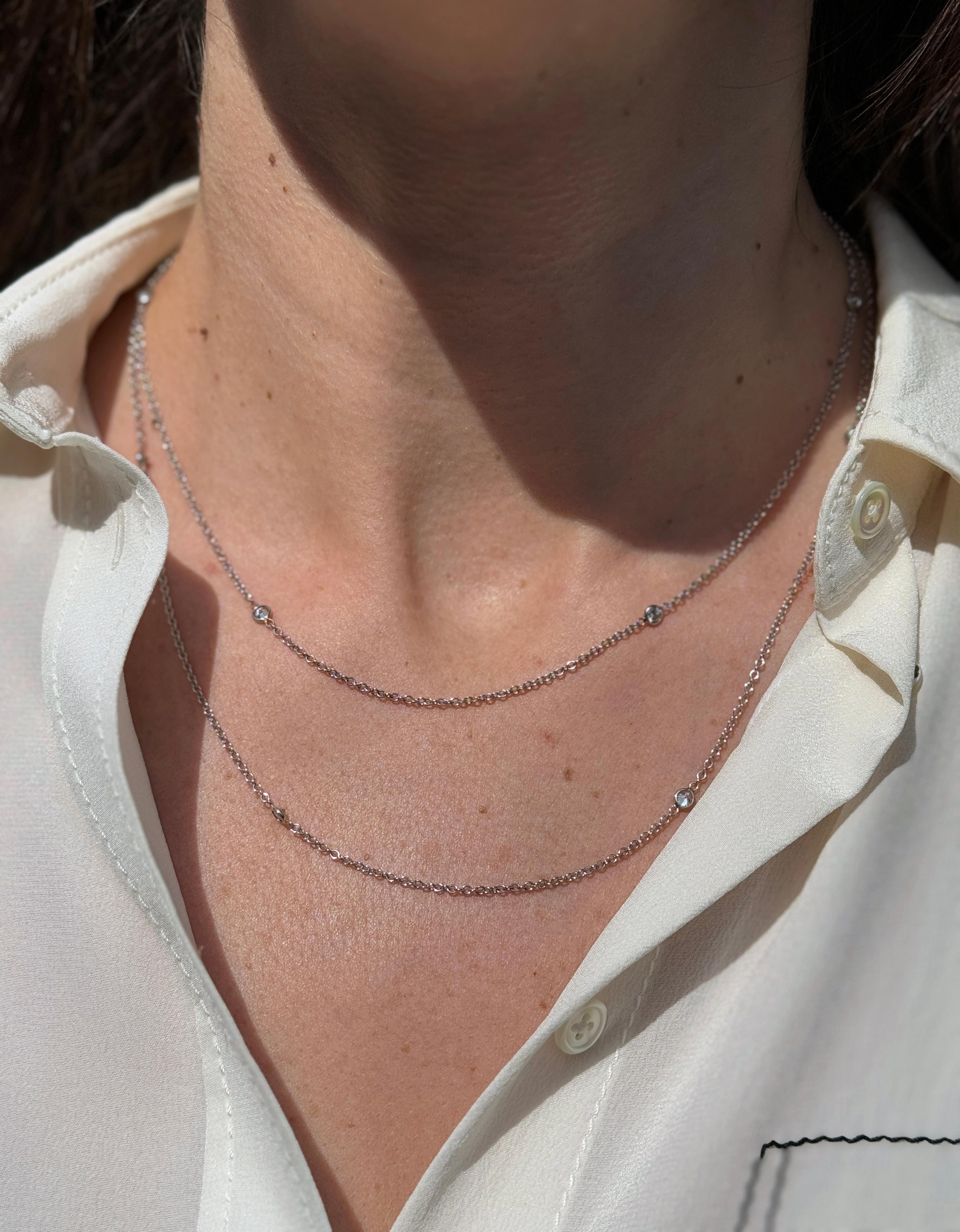 Vintage 'Diamonds by the Yard' Chain Necklace in 14 Carat White Gold in vendita 1