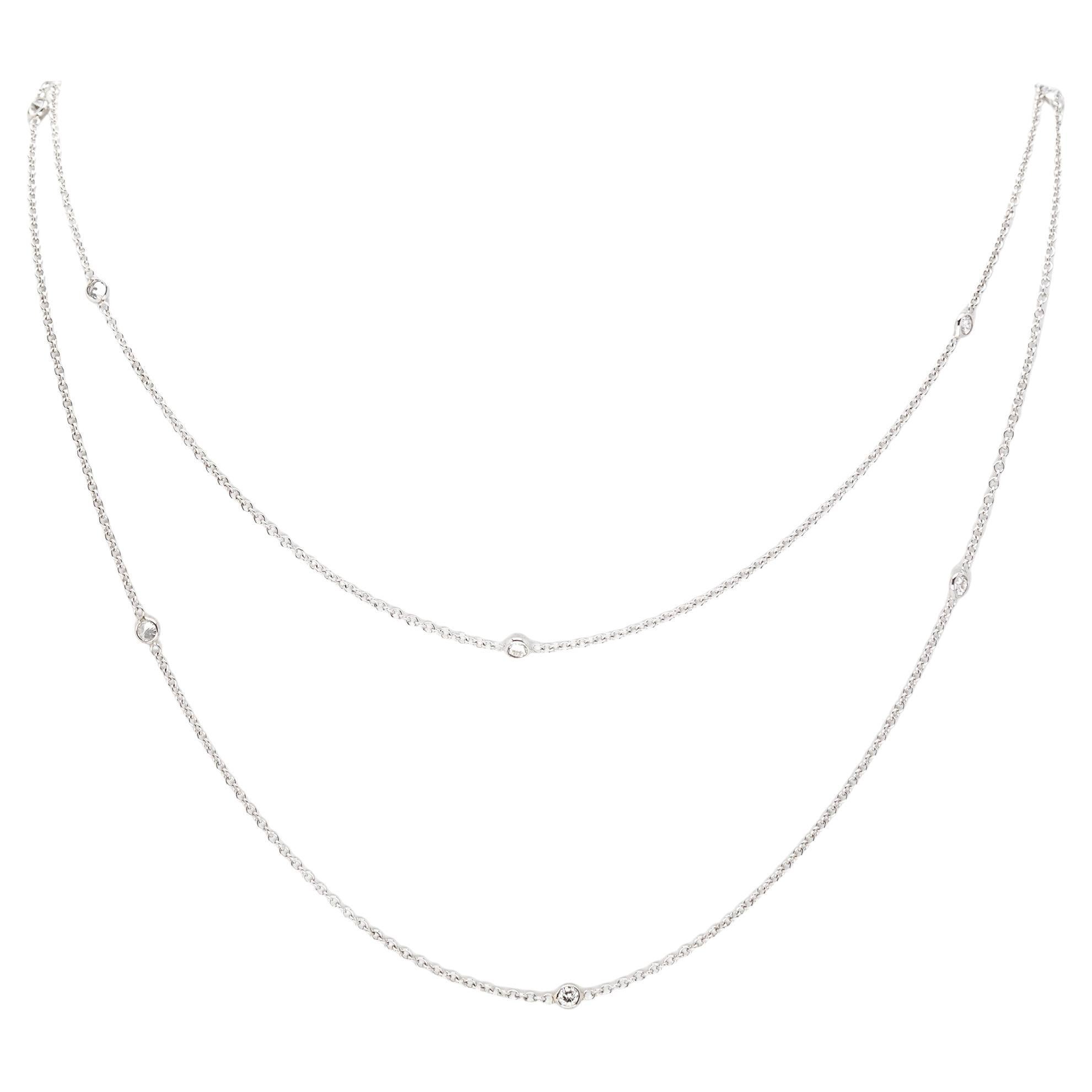 Vintage 'Diamonds by the Yard' Chain Necklace in 14 Carat White Gold