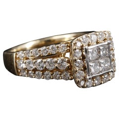 Art Deco Certified 2 Carat Natural Diamond Engagement Ring in 18K Gold For Men's