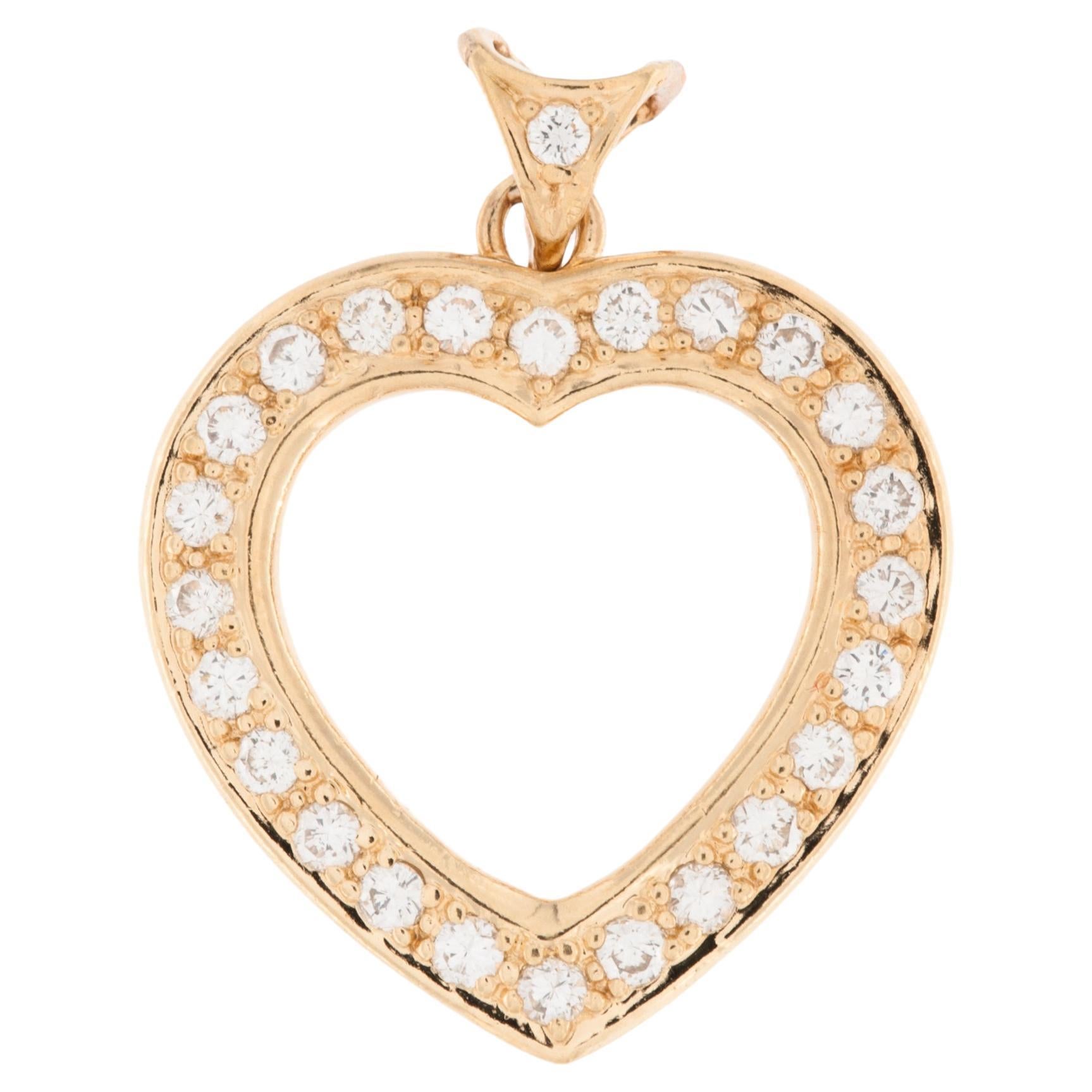 Vintage Diamonds Heart Pendant 18kt Yellow Gold