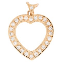 Pendentif cœur vintage en or jaune 18 carats avec diamants