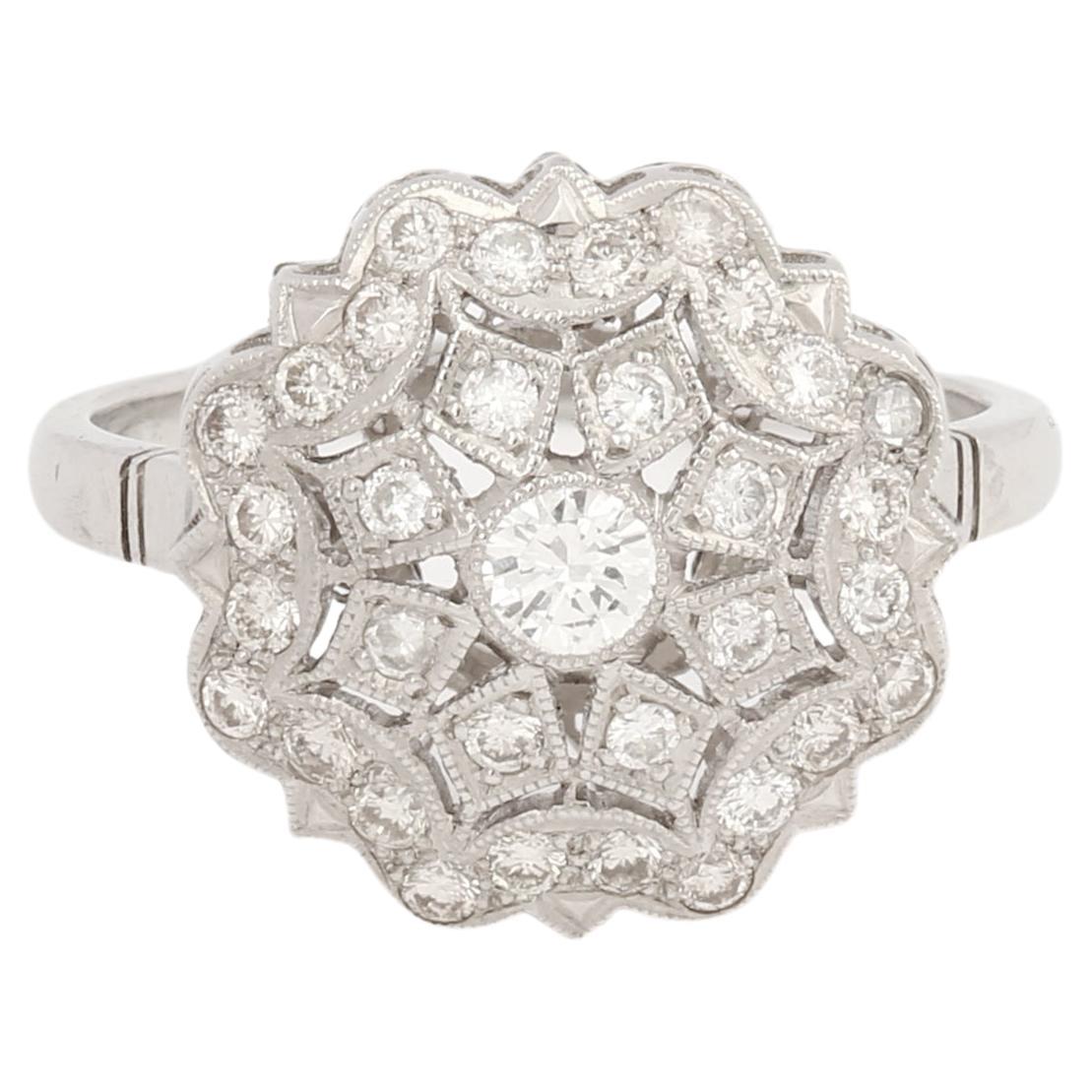 Vintage Diamonds Platinum Snowflake Ring