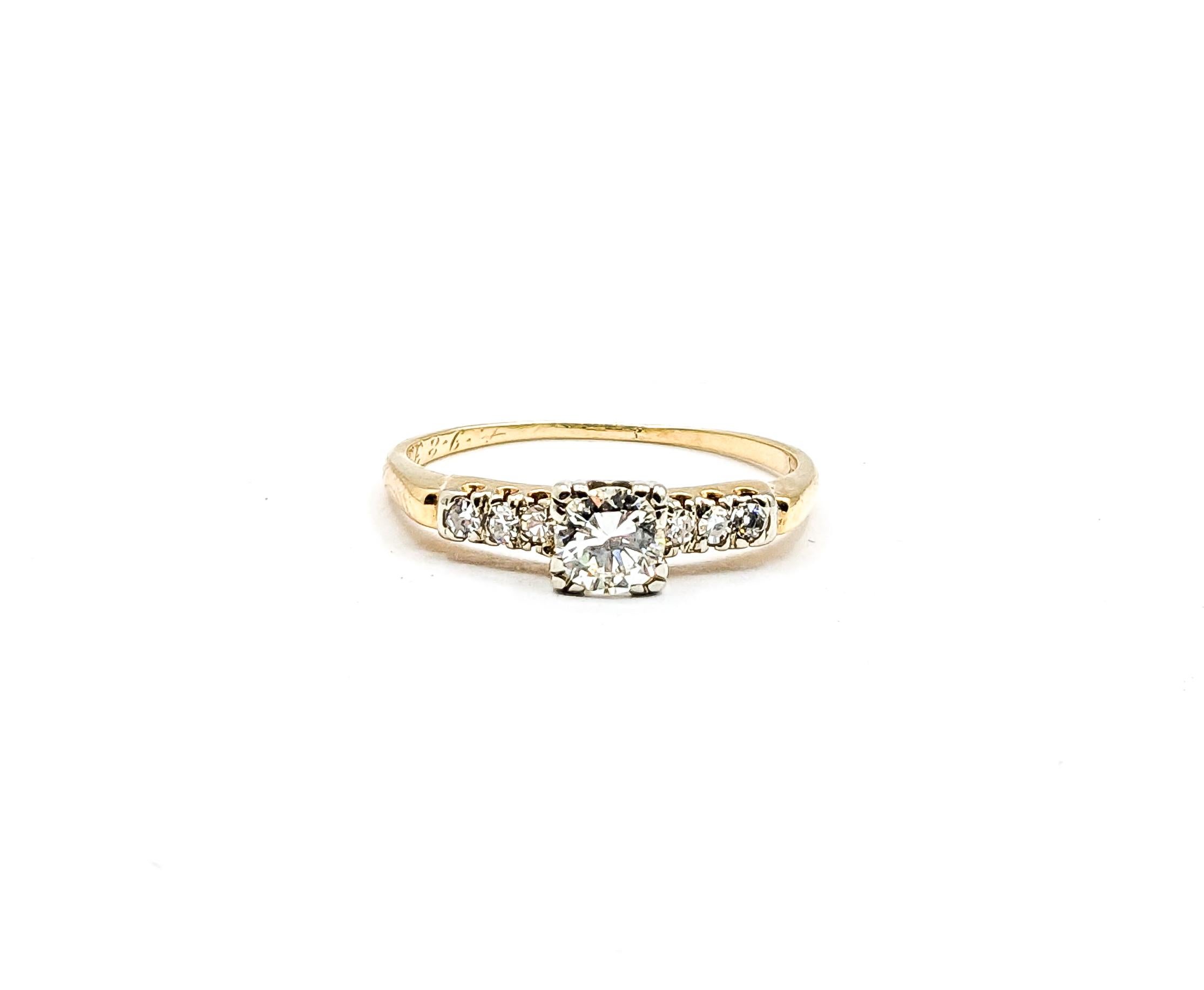 Women's Vintage Diamonds Ring In Yellow Gold For Sale