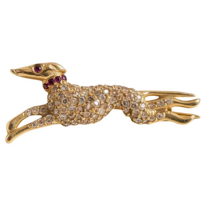 Vintage Diamonds
Rubies Dog Brooch in 18kt Gold