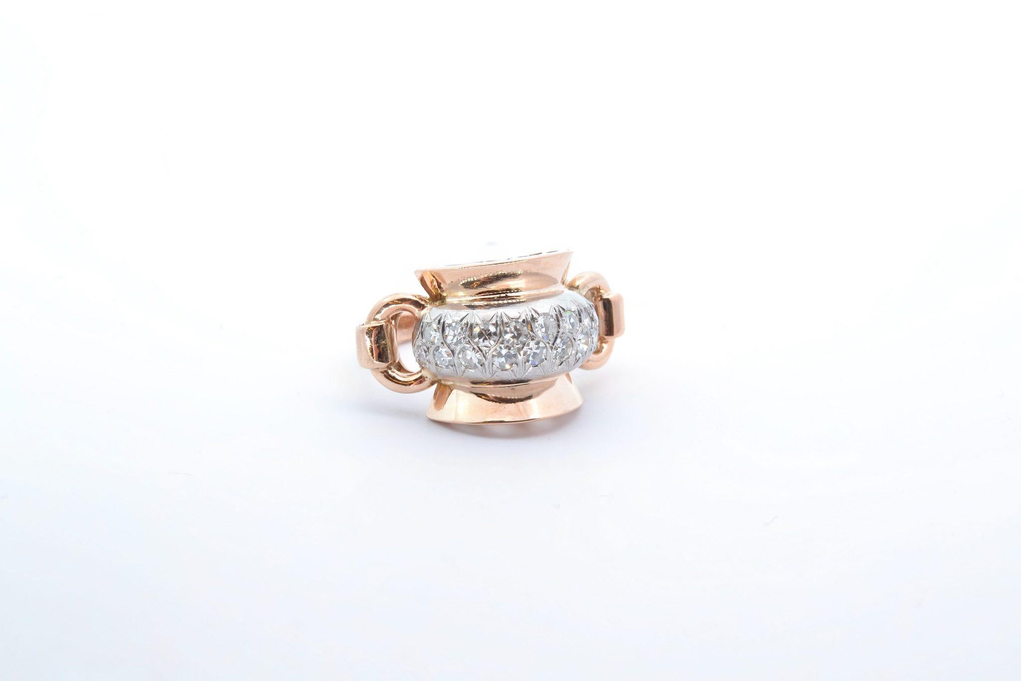Old European Cut Vintage diamonds tank ring from 1950  For Sale