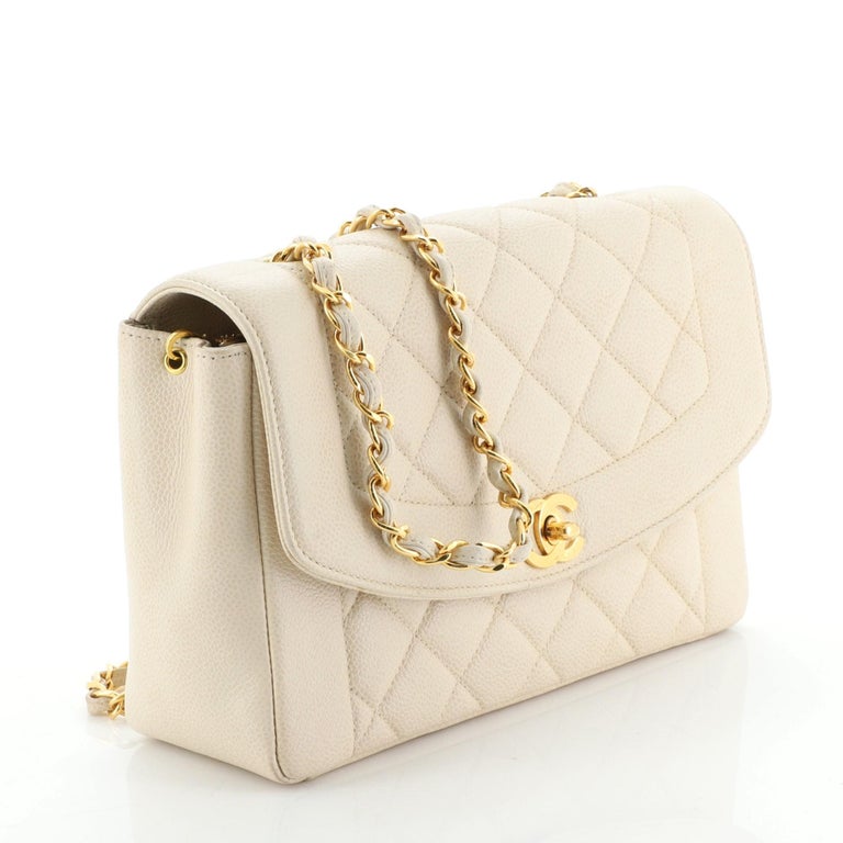 Chanel Vintage Diana Flap Bag Quilted Caviar Medium