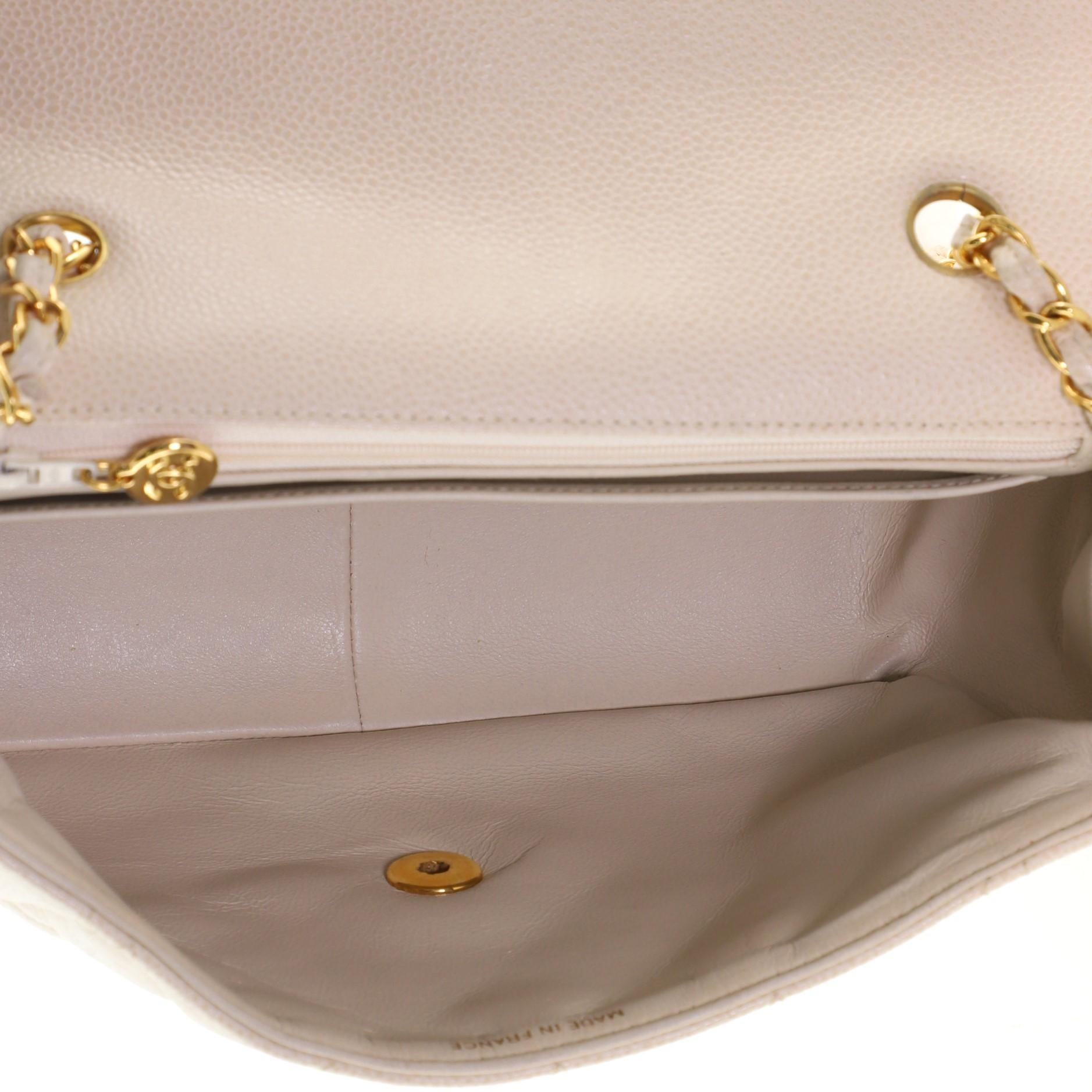 Beige Chanel Vintage Diana Flap Bag Quilted Caviar Medium