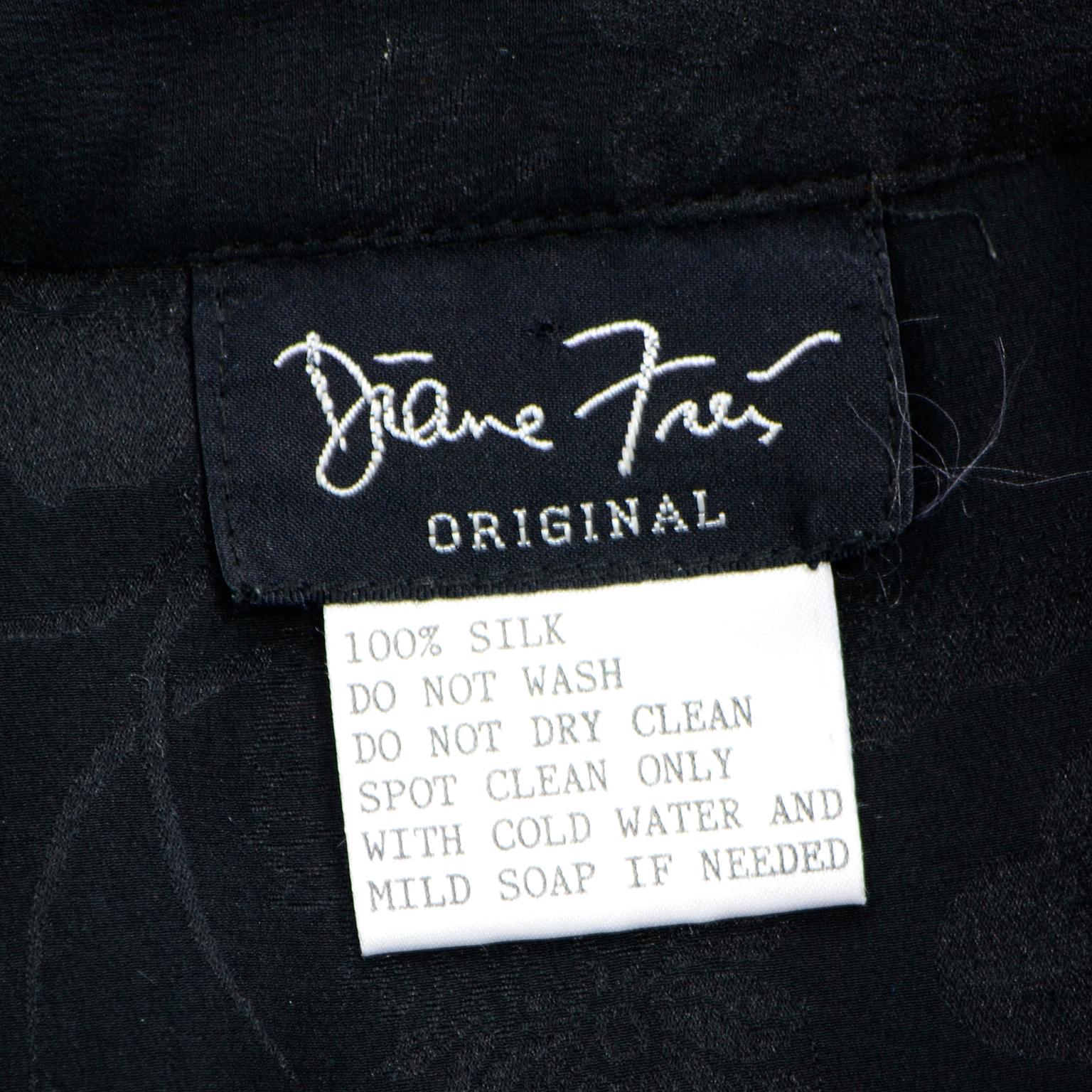 Vintage Diane Freis Black Silk Open Front Evening Jacket W Heavy Gold Embroidery 5