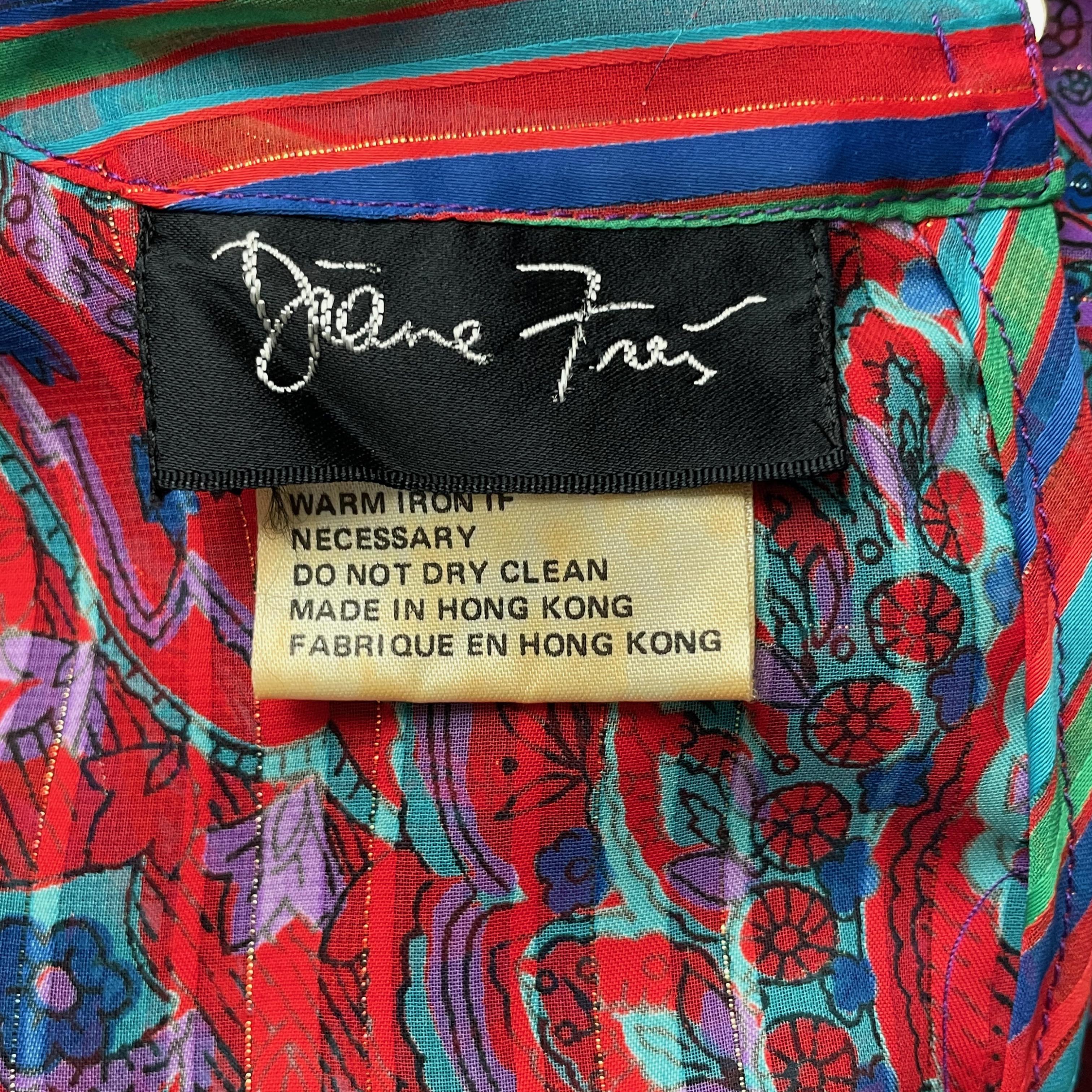 Vintage Diane Freis Blouse & Skirt Set 2pc Sheer Paisley Georgette M 2