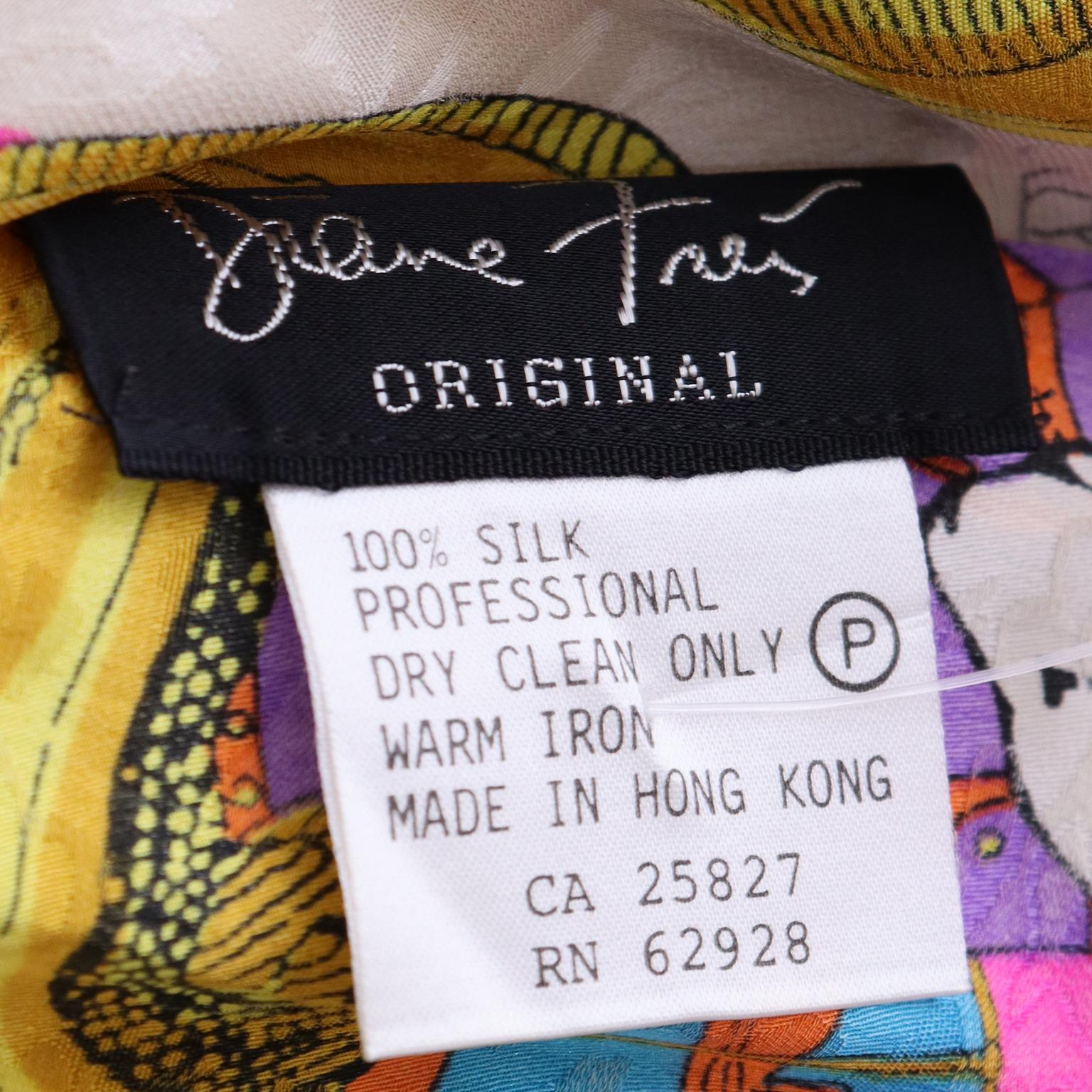 Vintage Diane Freis Silk Circus Novelty Print Skirt 5