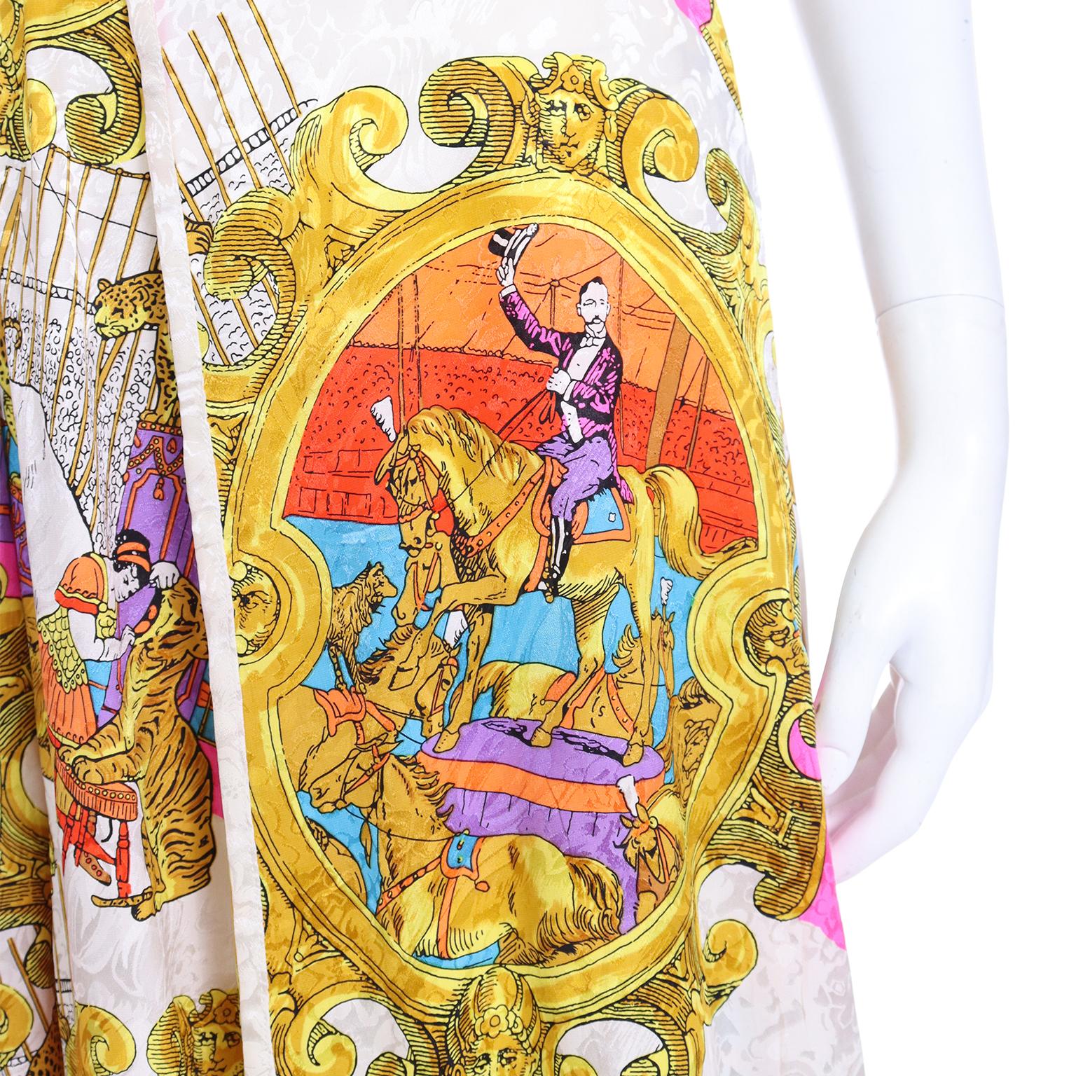 Vintage Diane Freis Silk Circus Novelty Print Skirt 4