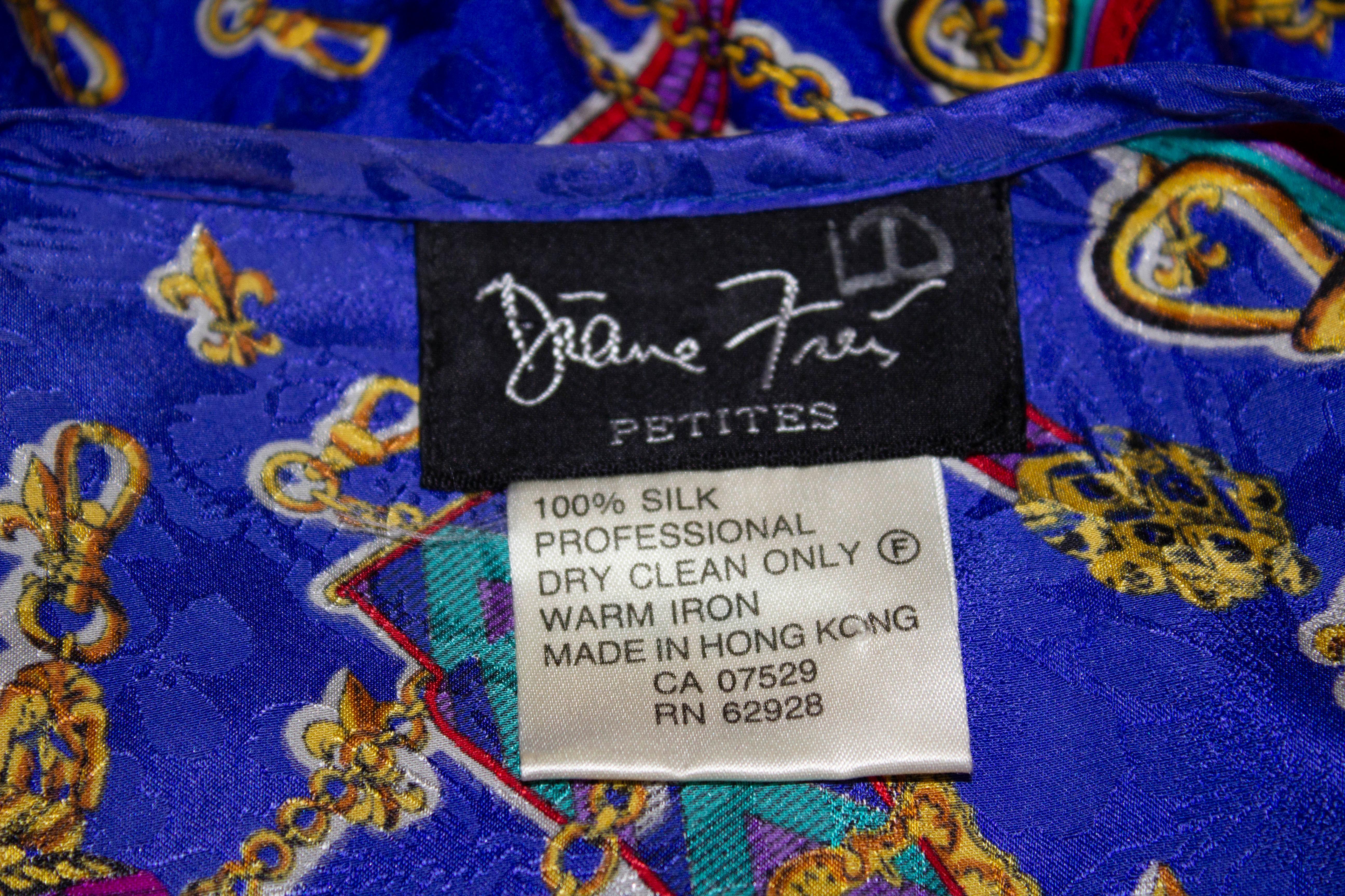 Purple Vintage Diane Freis Silk Dress For Sale