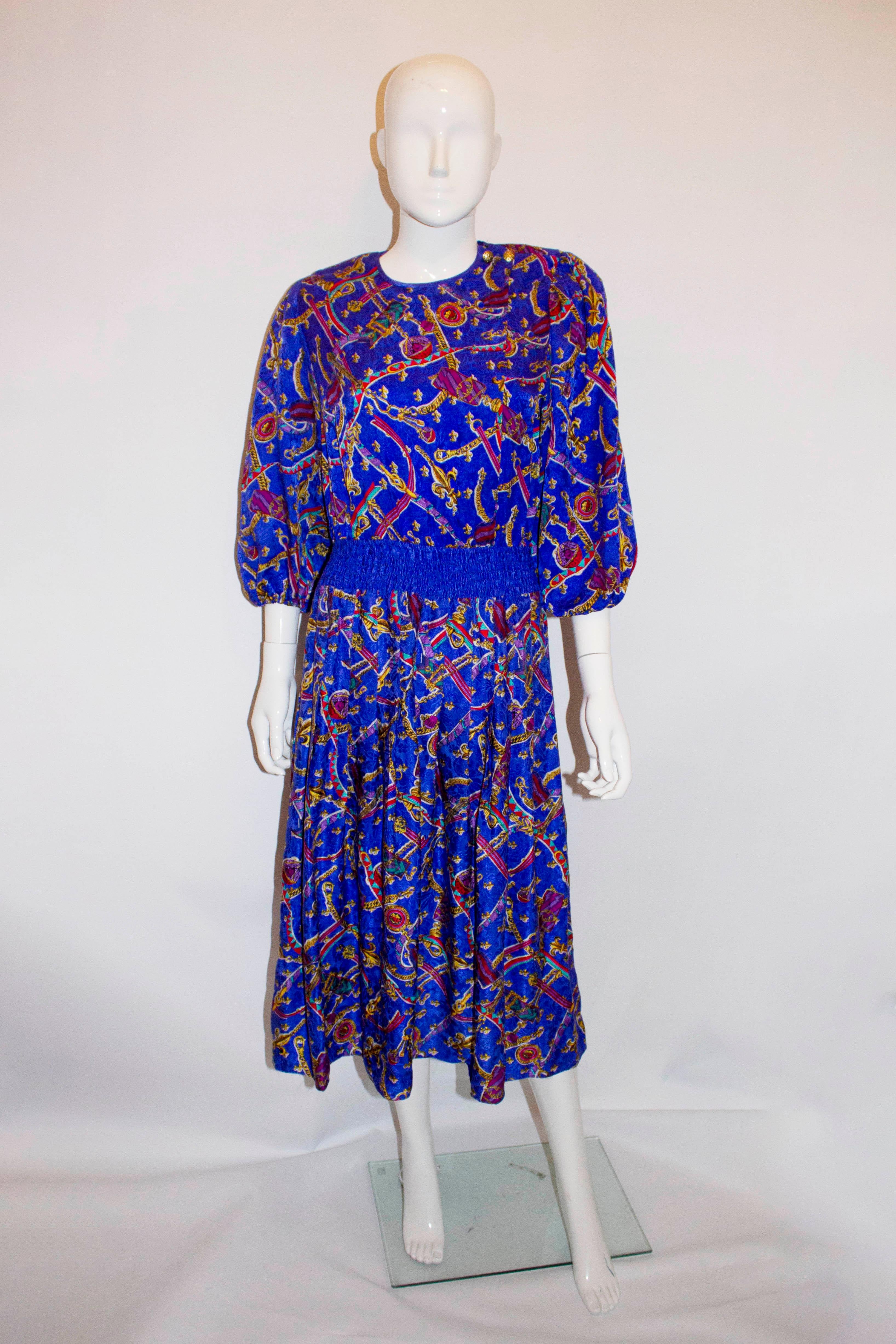 Vintage Diane Freis Silk Dress In Good Condition For Sale In London, GB