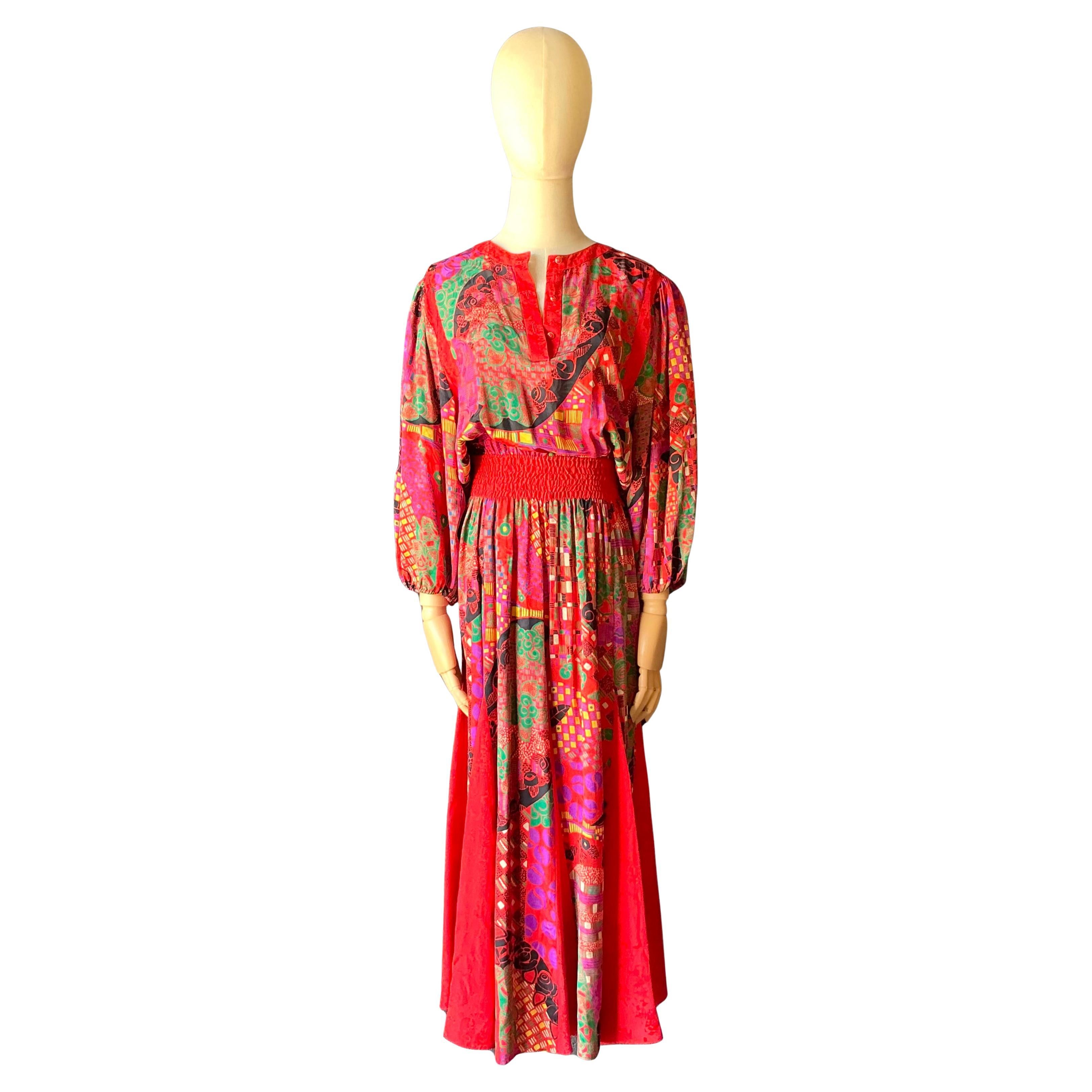 Vintage Diane Freis Silk Patterned Dress