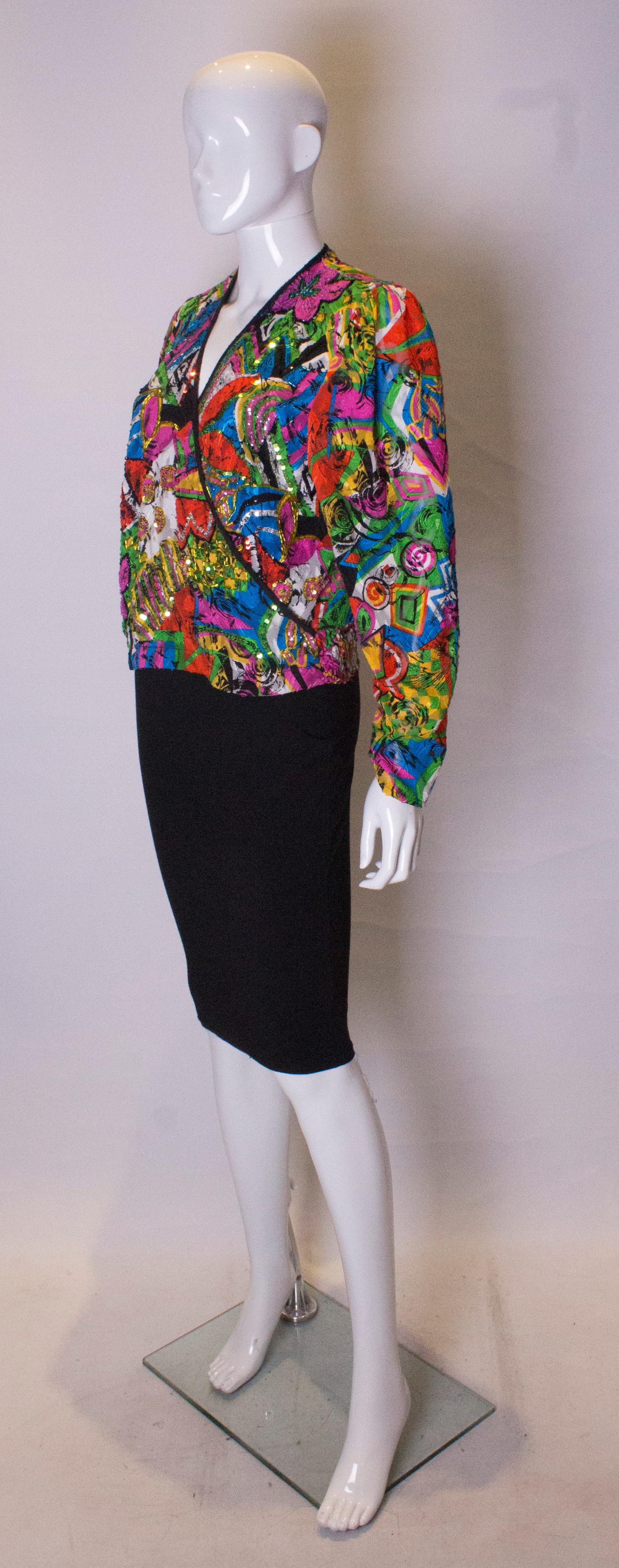 Vintage Diane Fres Top with Bead and Sequin Detail In Good Condition In London, GB