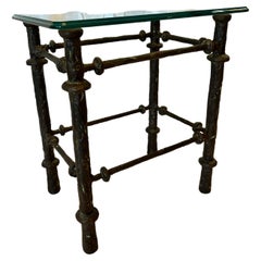 Vintage Diego Giacometti Style Etrusque Bronze Finish Drinks Table Brutalist