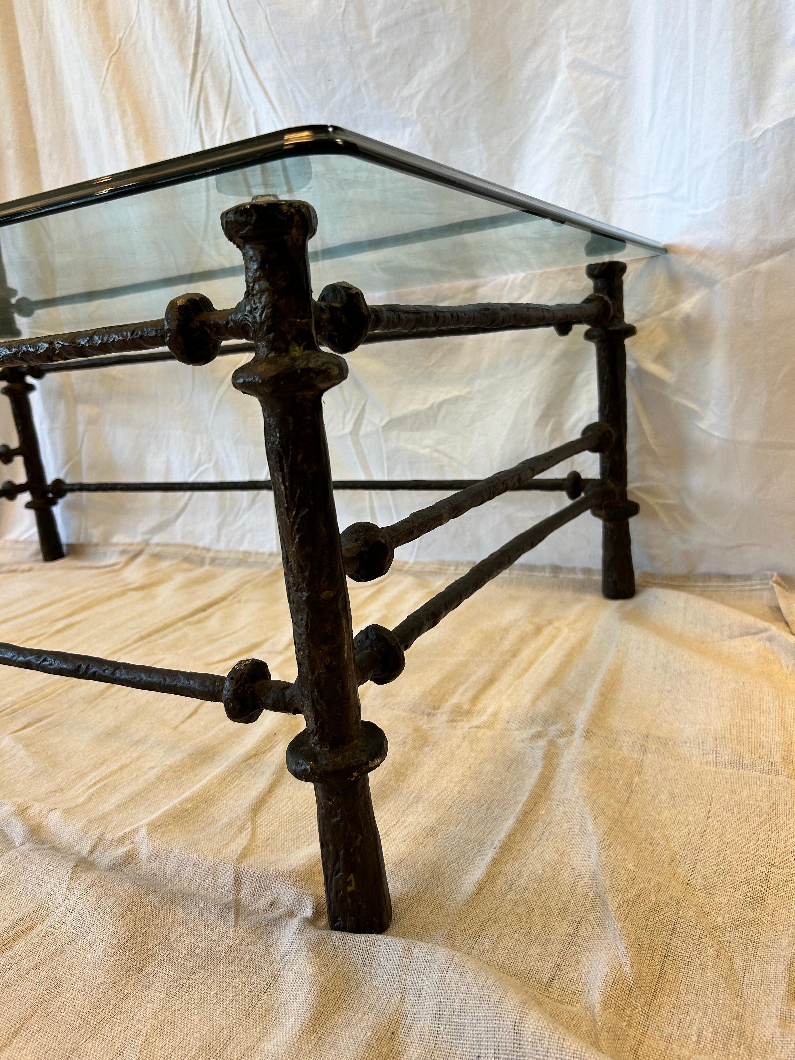 20th Century Vintage Diego Giacometti Style Etrusque Coffee Table Bronze Finish Brutalist