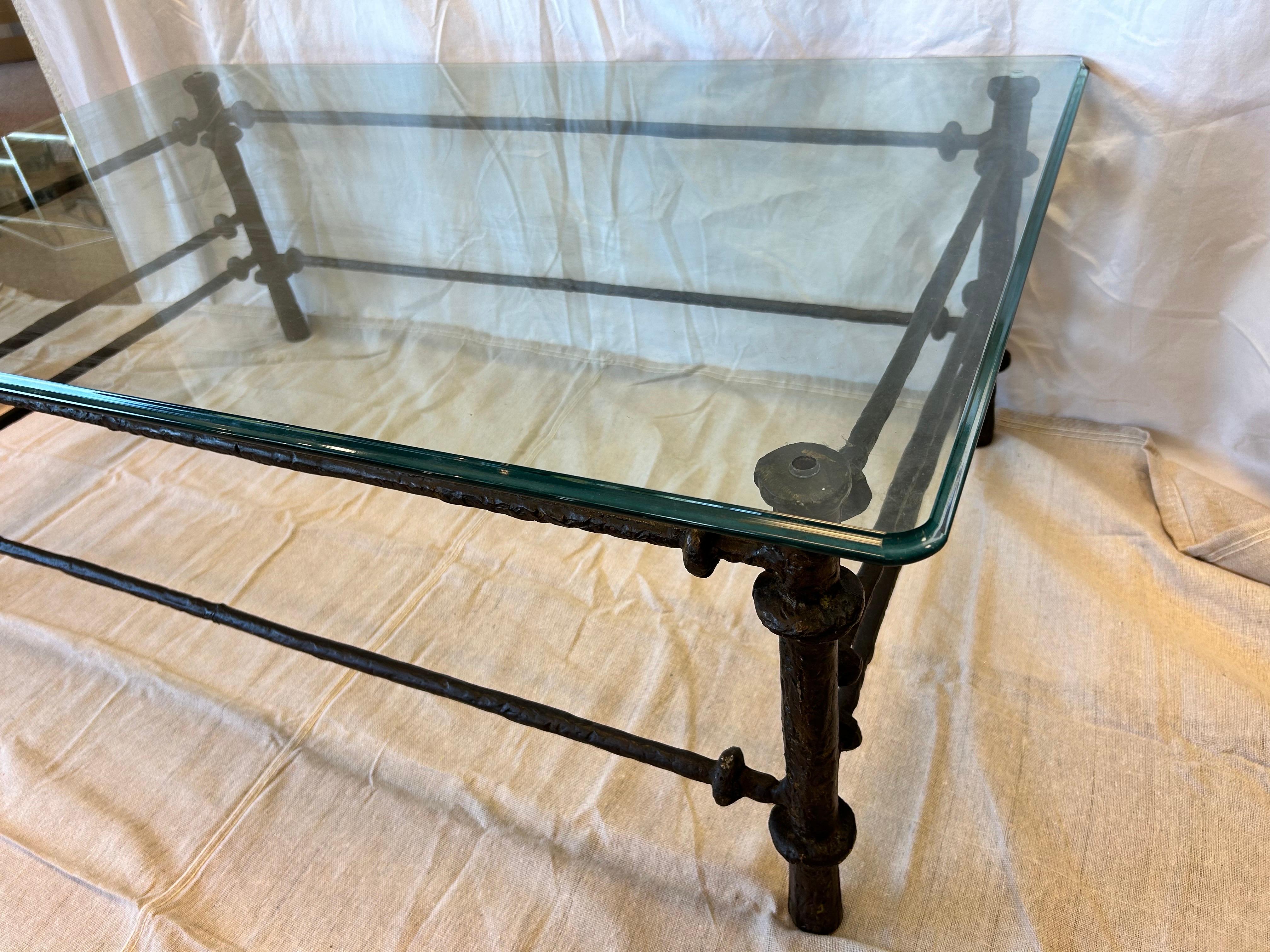 Metal Vintage Diego Giacometti Style Etrusque Coffee Table Bronze Finish Brutalist