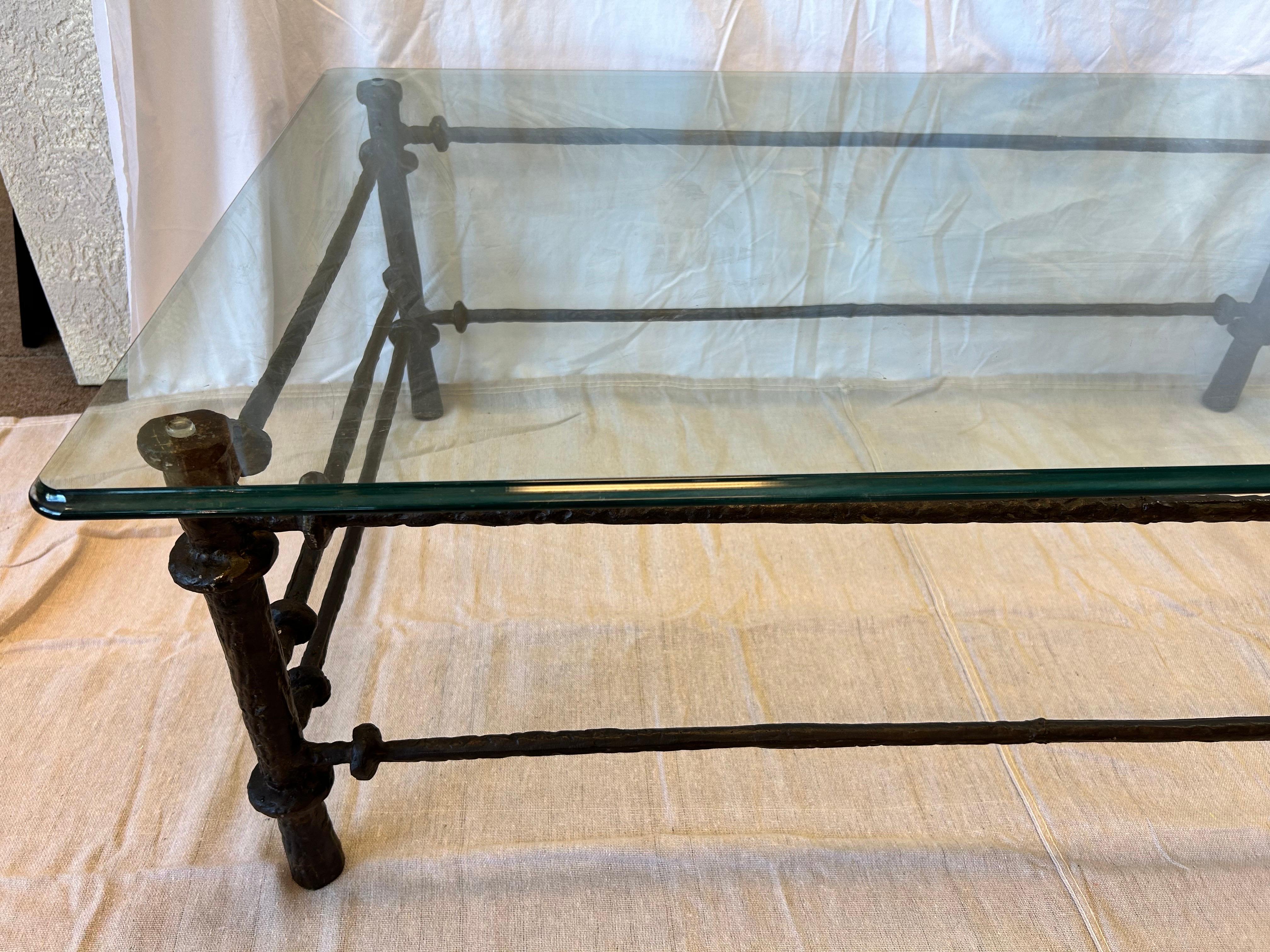 Vintage Diego Giacometti Style Etrusque Coffee Table Bronze Finish Brutalist 1
