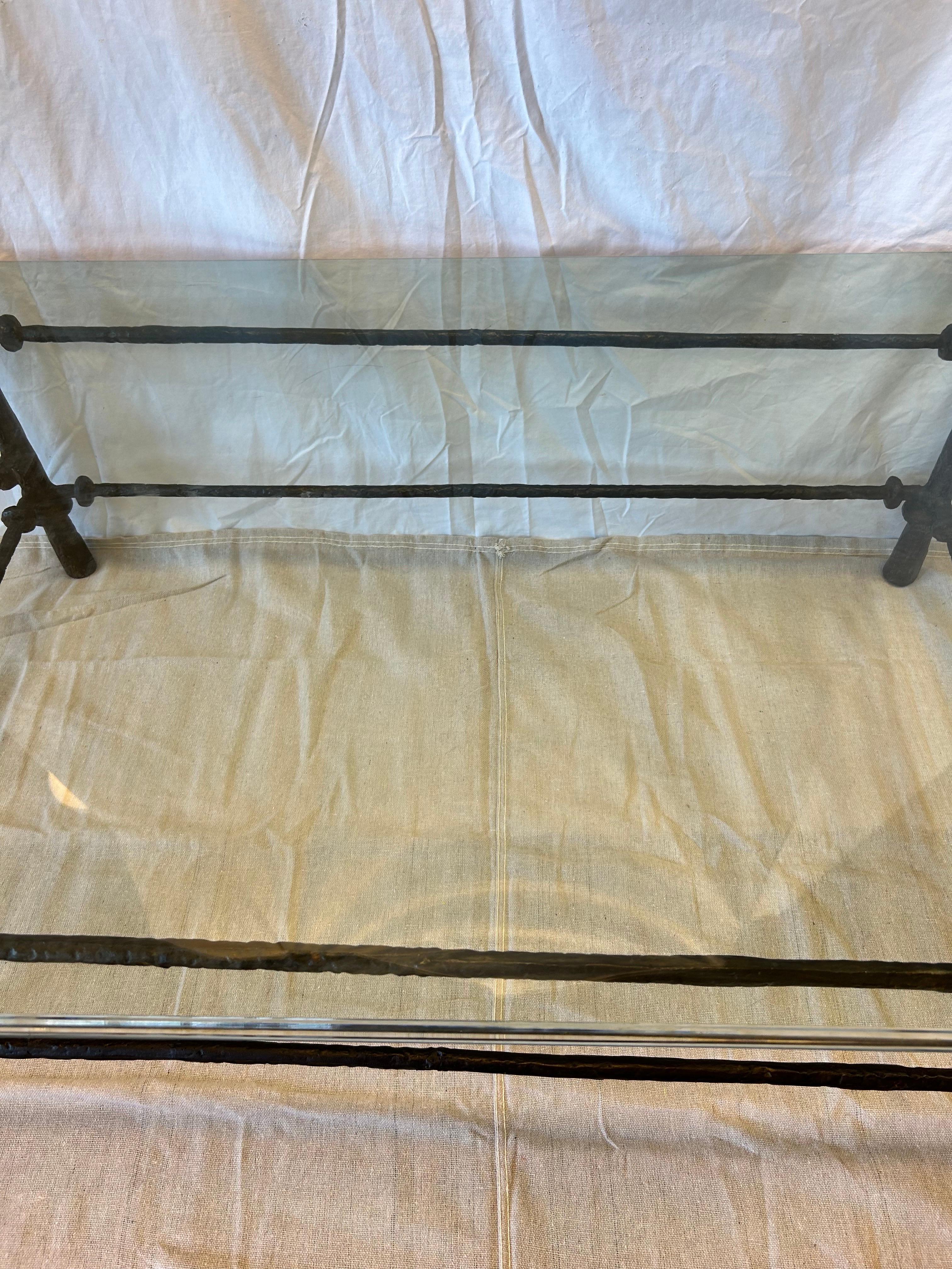Vintage Diego Giacometti Style Etrusque Coffee Table Bronze Finish Brutalist 2