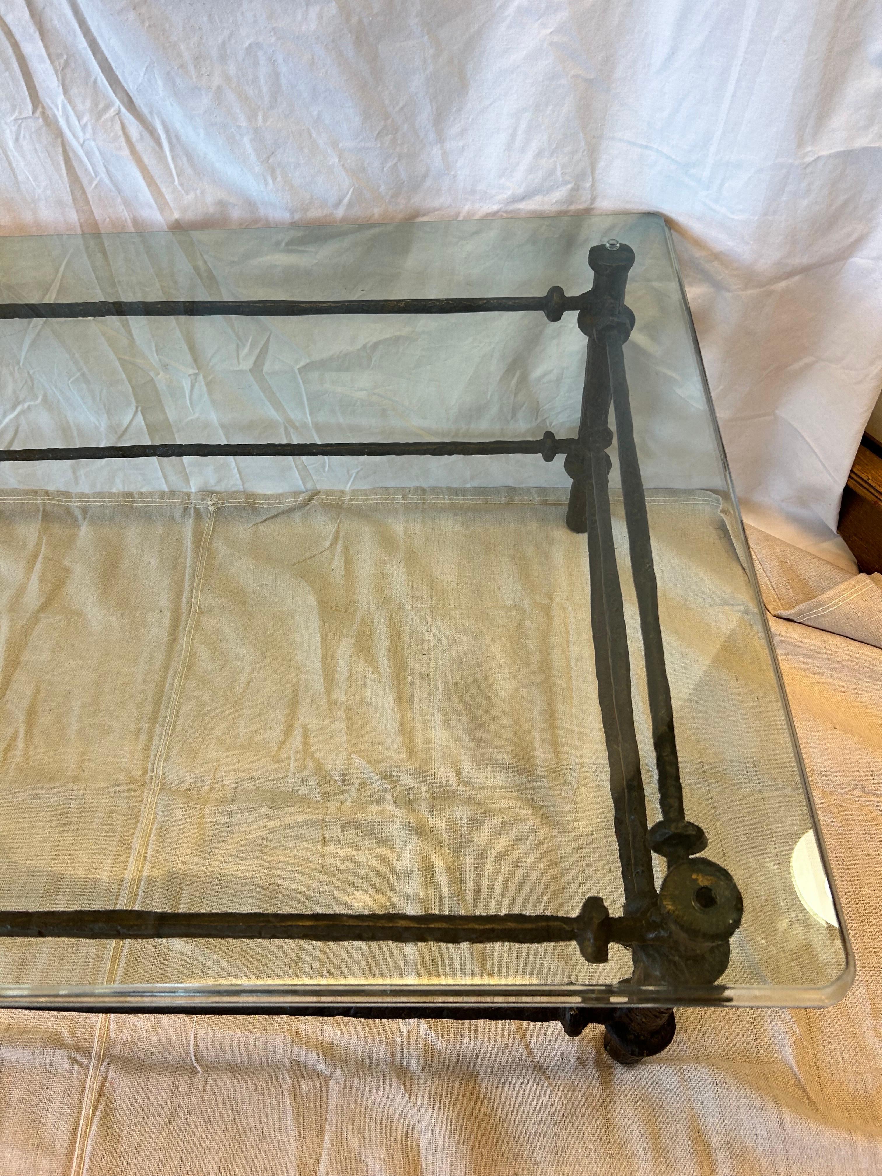 Vintage Diego Giacometti Style Etrusque Coffee Table Bronze Finish Brutalist 3