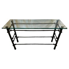 Vintage Diego Giacometti Style Etrusque Console Table Brutalist Bronze Finish