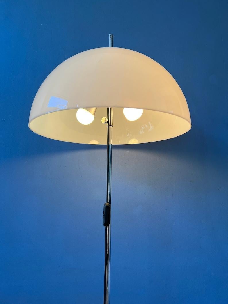 20th Century Vintage Dijkstra Mushroom Floor Lamp with White Acrylic Glass Shade, 1970s For Sale