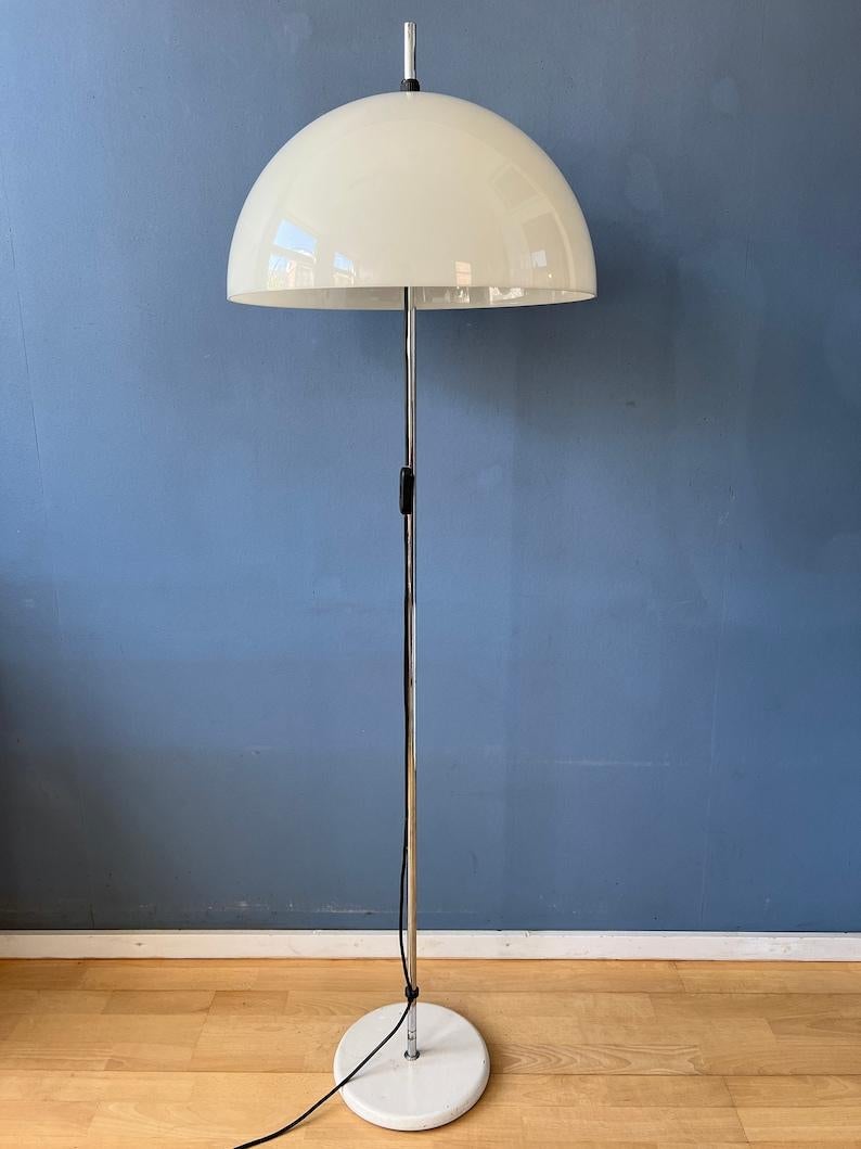 Metal Vintage Dijkstra Mushroom Floor Lamp with White Acrylic Glass Shade, 1970s For Sale