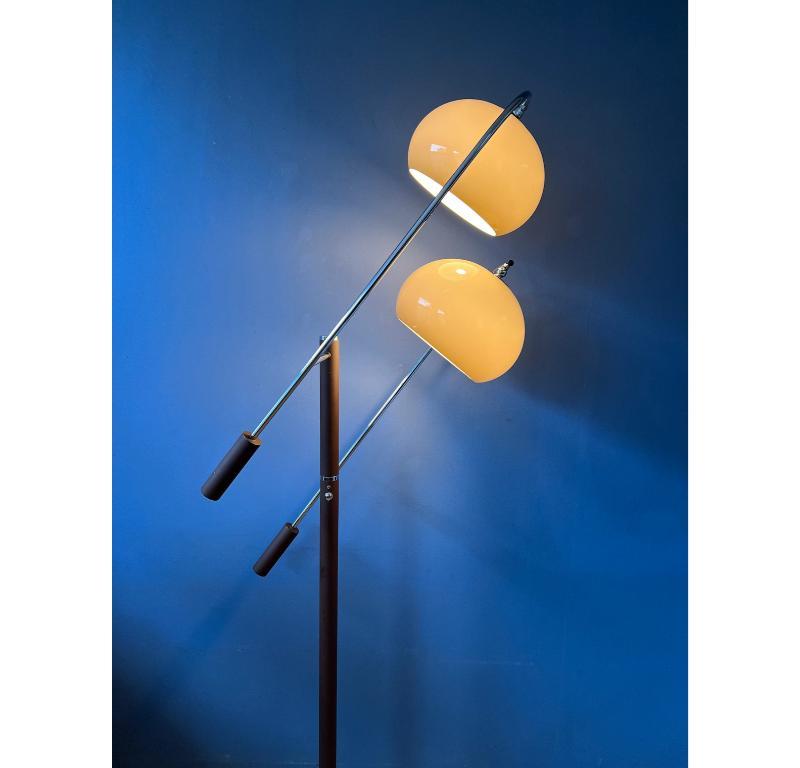Vintage Dijkstra Mushroom Swing Arm Space Age Floor Lamp, 1970s In Excellent Condition For Sale In ROTTERDAM, ZH