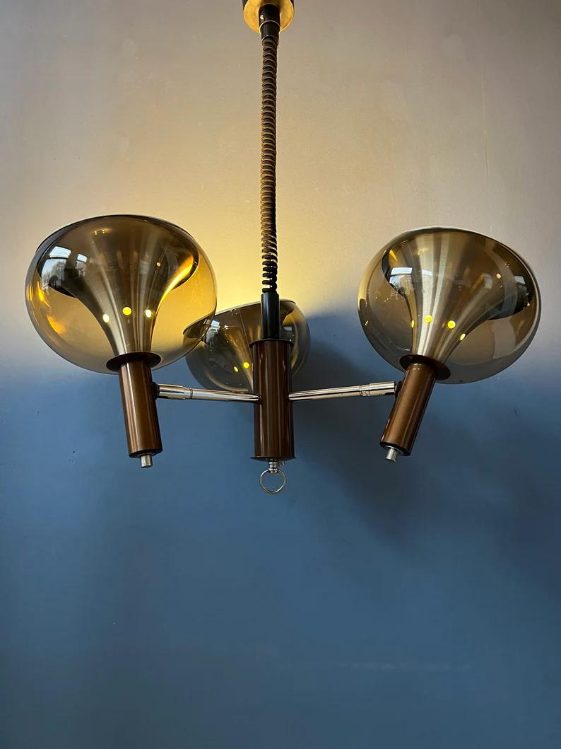 Lampe suspendue / lustre vintage Dijkstra Space Age, 1970 Excellent état - En vente à ROTTERDAM, ZH