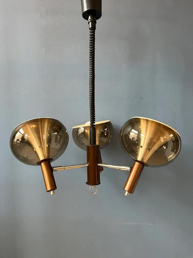 Métal Lampe suspendue / lustre vintage Dijkstra Space Age, 1970 en vente