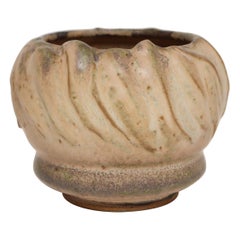 Vintage Diminutive Pink Matte Glazed Incised Ceramic Bud Vase by Deanna Nichols