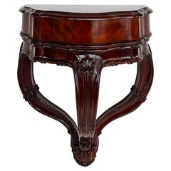 Vintage Diminutive Wall-mounted Shell Carved Console Table in Mahogany