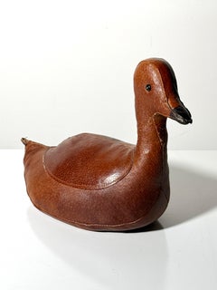 Vintage Dimitri Omersa Leather Duck Doorstop by Abercrombie and Fitch, 1950s