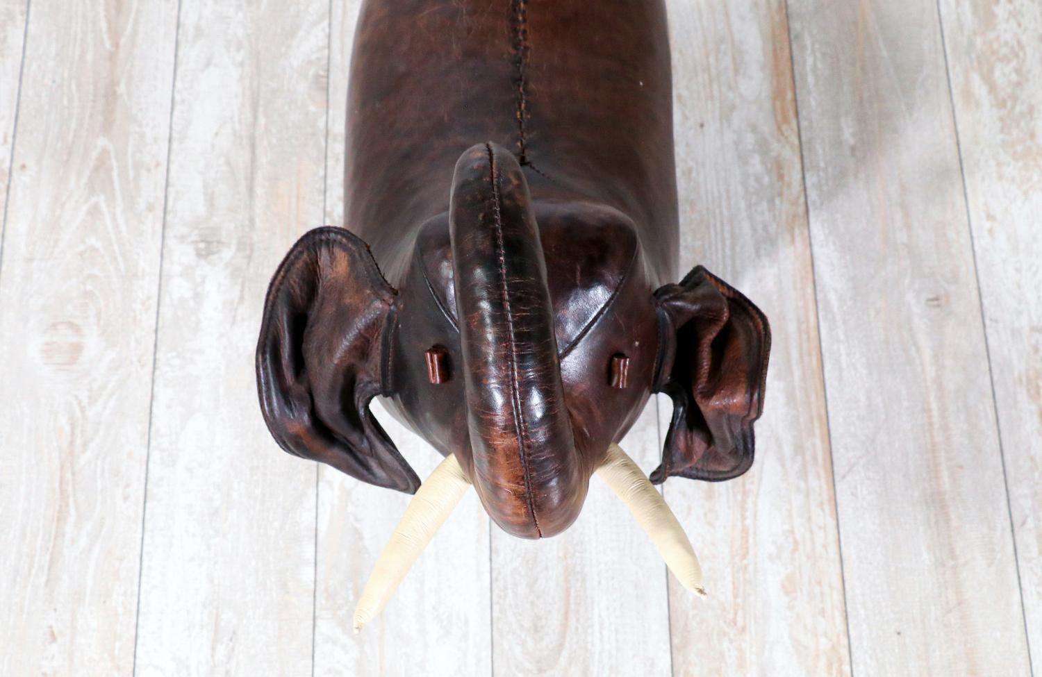 Vintage Dimitri Omersa Leather Elephant for Abercrombie and Fitch In Excellent Condition For Sale In Los Angeles, CA