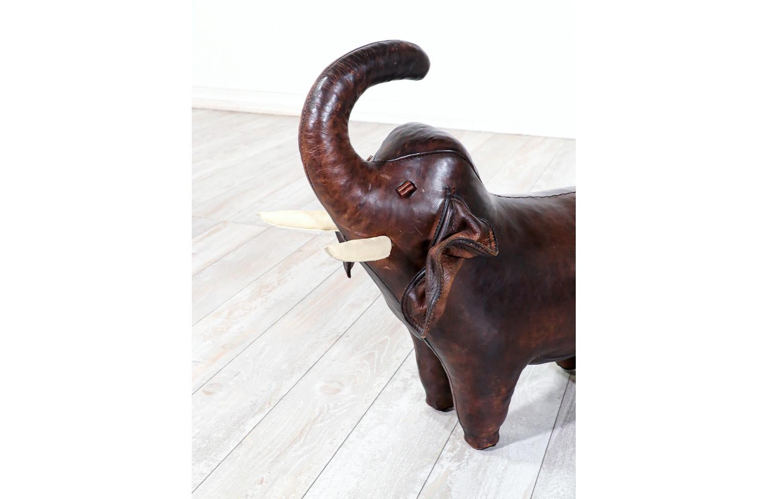 Mid-20th Century Vintage Dimitri Omersa Leather Elephant for Abercrombie and Fitch For Sale