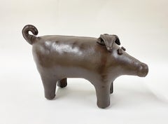 Vintage Dimitri Omersa Leather Pig Ottoman for Abercrombie & Fitch, England