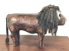 Poggiapiedi vintage in pelle di Dimitri Omersa, circa anni '50