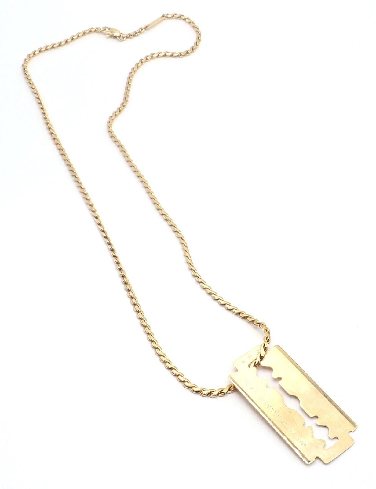 Vintage Dinh Van Cartier Razor Blade Yellow Gold Pendant Chain Necklace For Sale 4