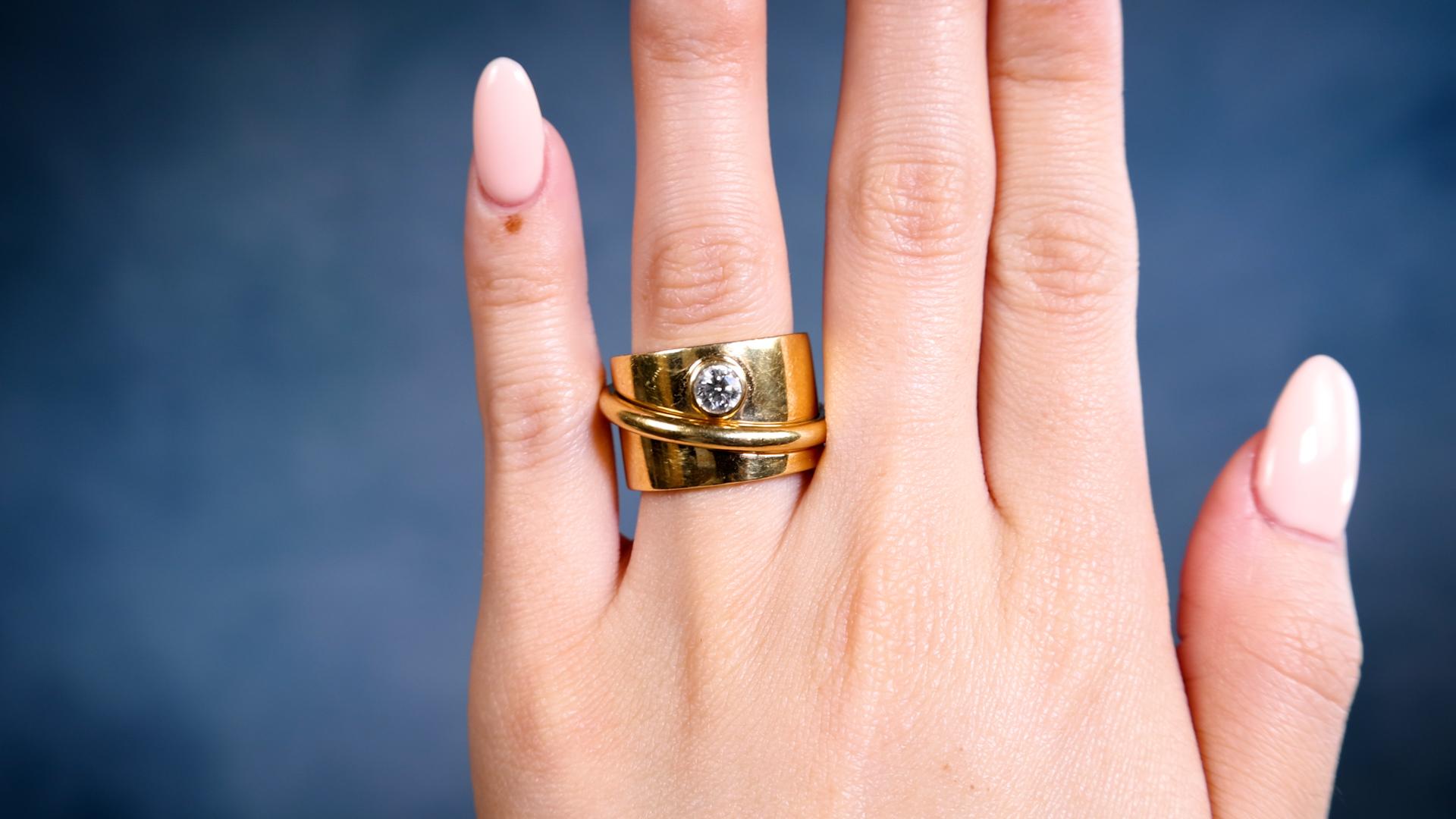 Vintage Dinh Van Französischer Diamant 18k Gelbgold Spinner-Ring (Brillantschliff)
