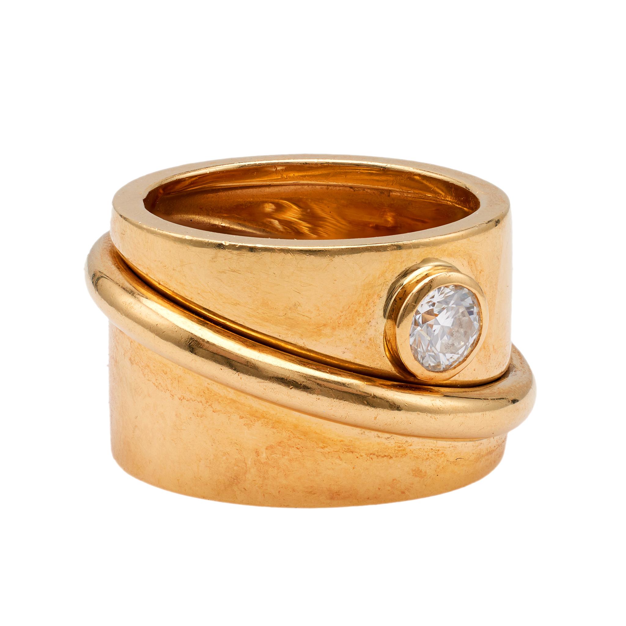 Vintage Dinh Van Französischer Diamant 18k Gelbgold Spinner-Ring für Damen oder Herren