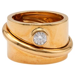 Vintage Dinh Van French Diamond 18k Yellow Gold Spinner Ring