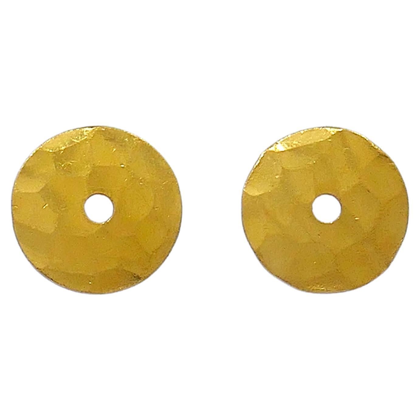 Dinh Van gehämmerte 24k Gold-Ohrringe mit Knopfleiste im Angebot