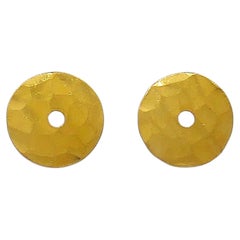 Boucles d'oreilles boutons en or 24k vintage Dinh Van Hammer