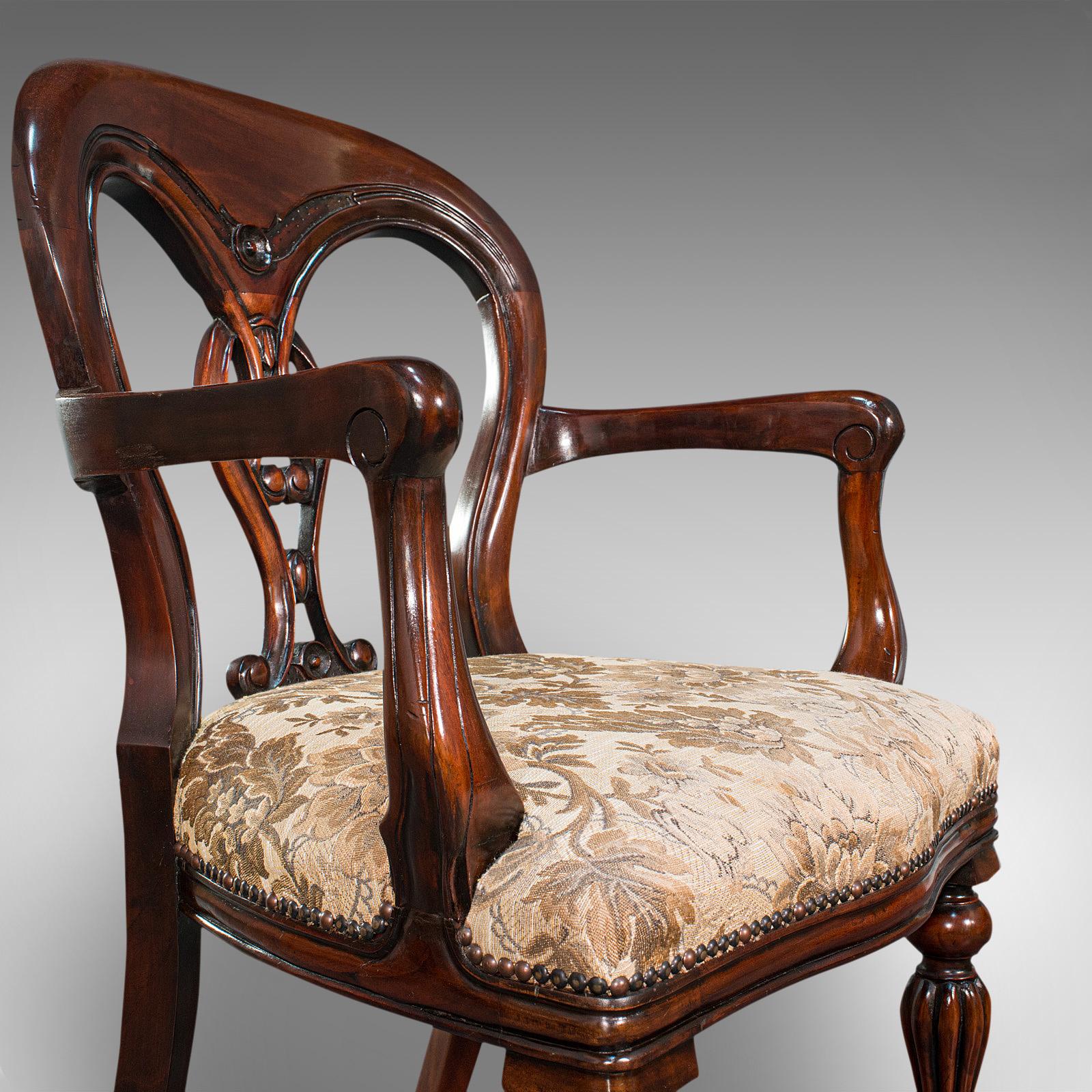 Vintage Dining Chair Set, English, Mahogany, Carver, 6, Regency Revival 5