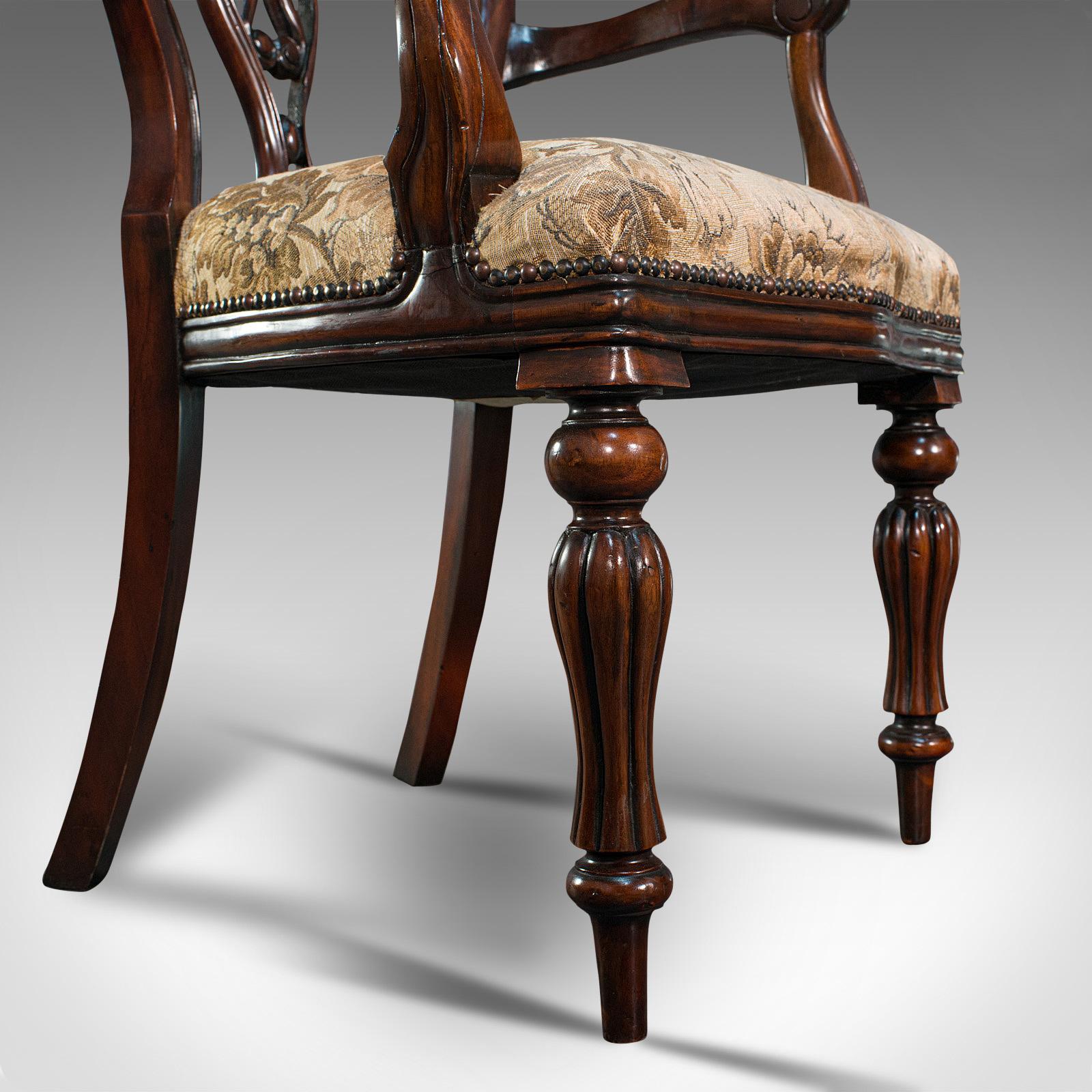 Vintage Dining Chair Set, English, Mahogany, Carver, 6, Regency Revival 7
