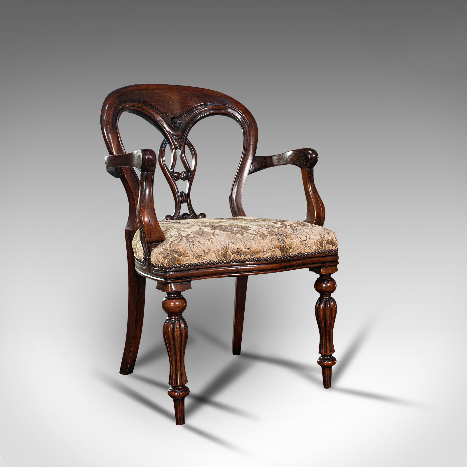 British Vintage Dining Chair Set, English, Mahogany, Carver, 6, Regency Revival