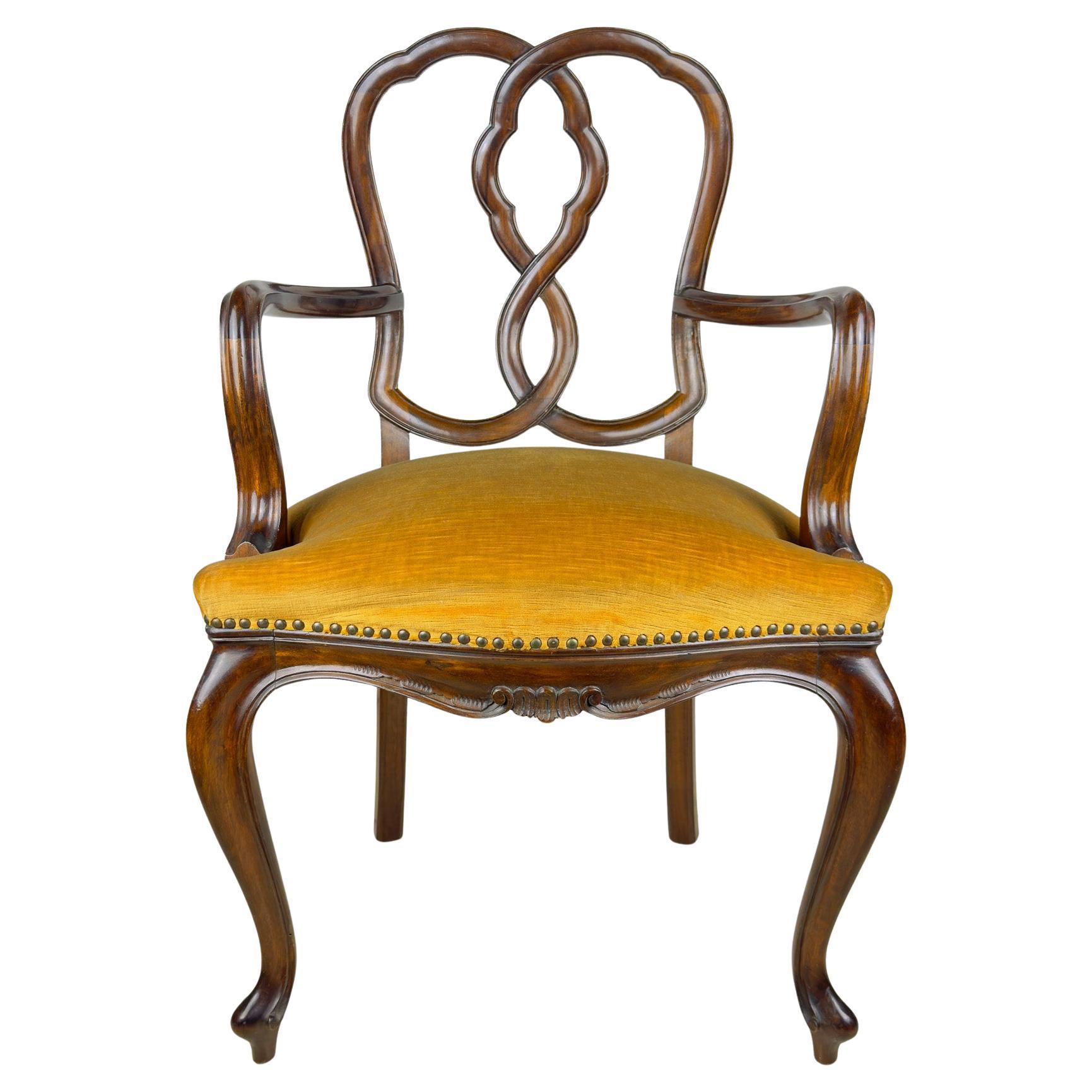 Vintage Esszimmerstuhl mit Armlehnen, Italien 1950er im Angebot