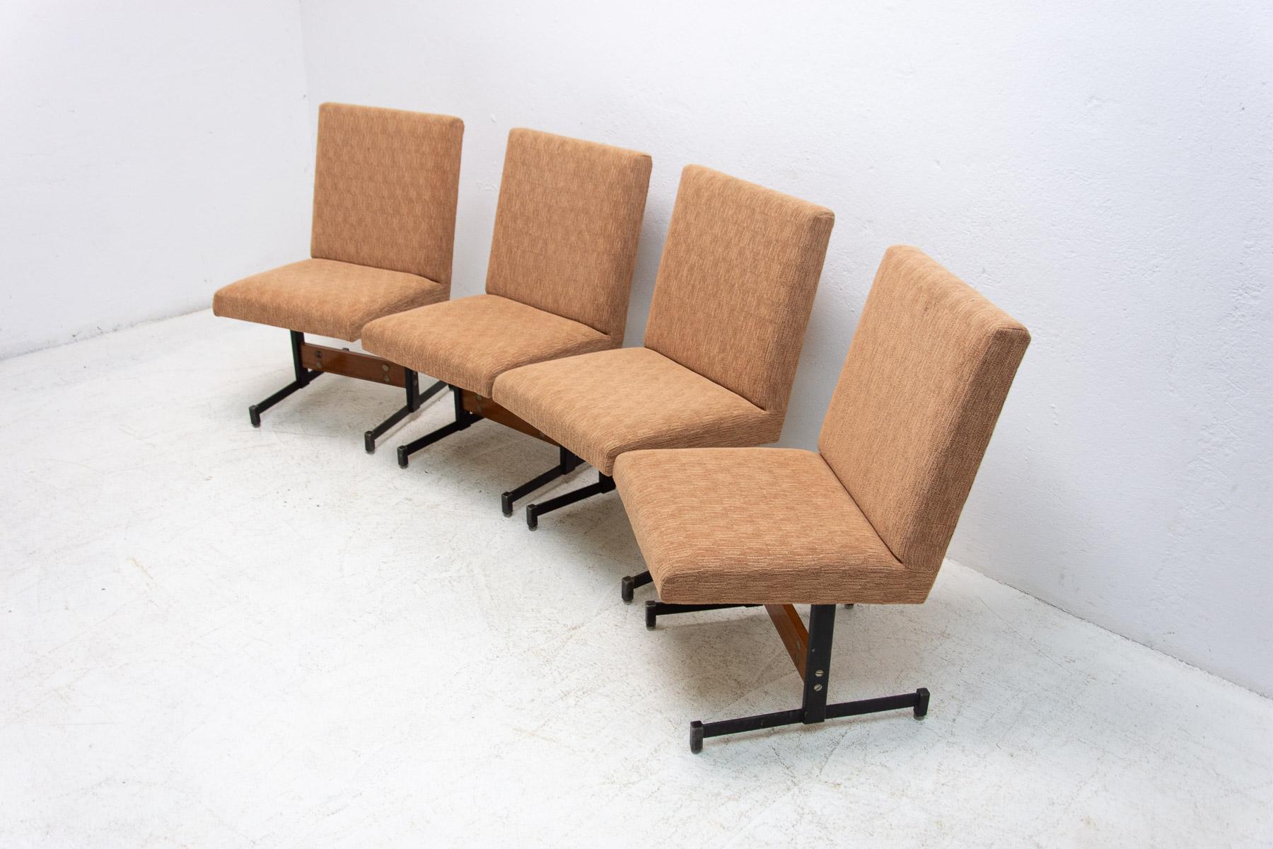 Iron Vintage Dining Chairs, 1970's, Czechoslovakia, Set of 4