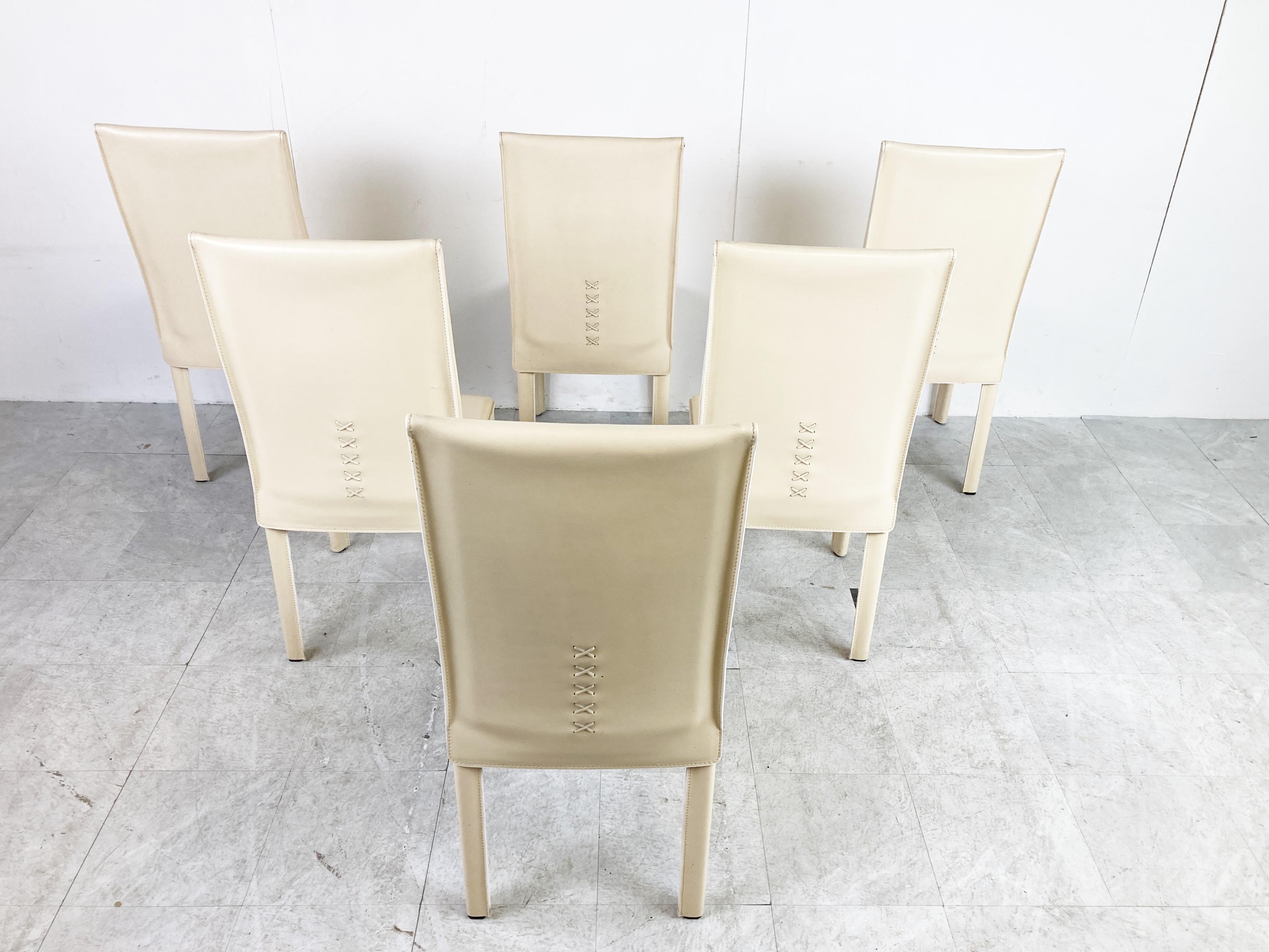 Leather Vintage Dining Chairs by Arper Italy, 1980s For Sale